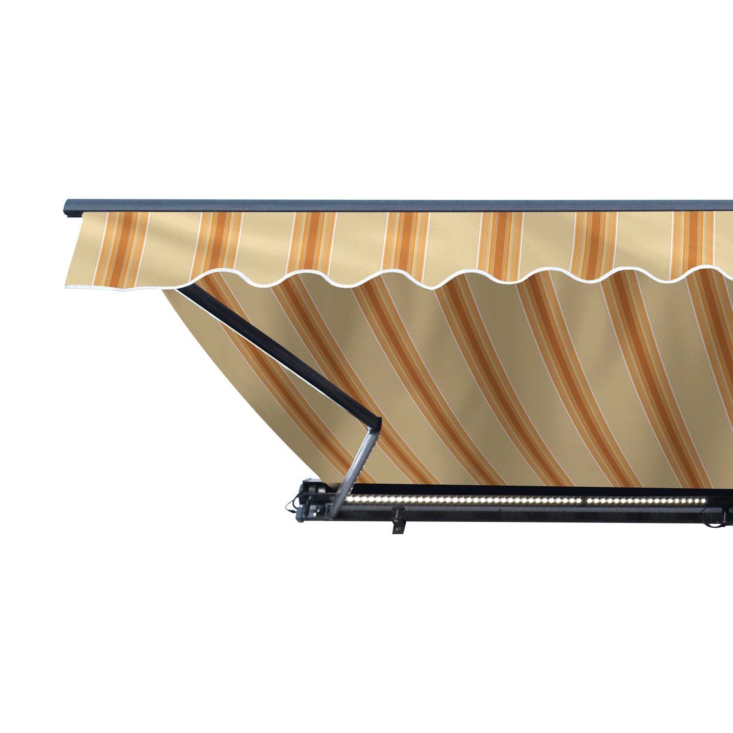 ALEKO AWCL20X10MSY315 Motorized LED Half Cassette Retractable Awning 20 X 10 Feet, Multi-Stripe Yellow