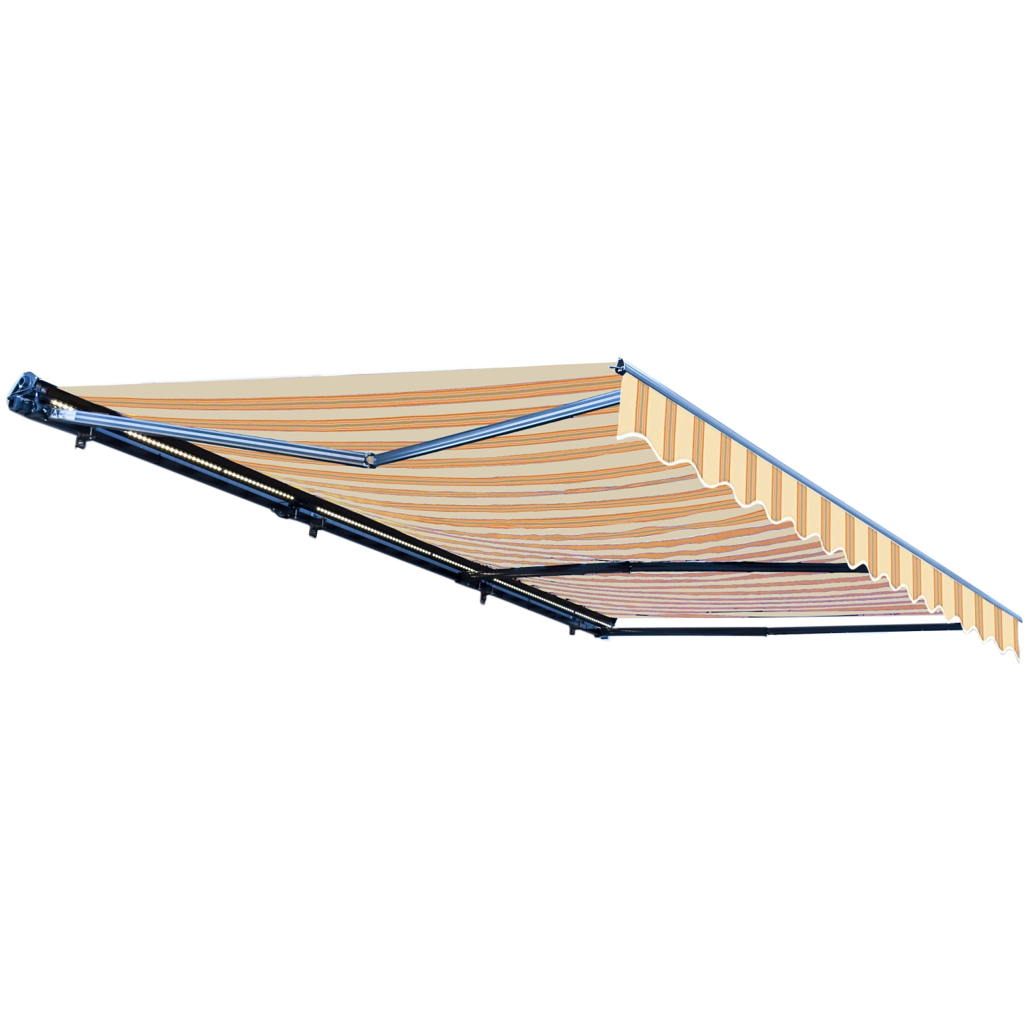 ALEKO AWCL20X10MSY315 Motorized LED Half Cassette Retractable Awning 20 X 10 Feet, Multi-Stripe Yellow