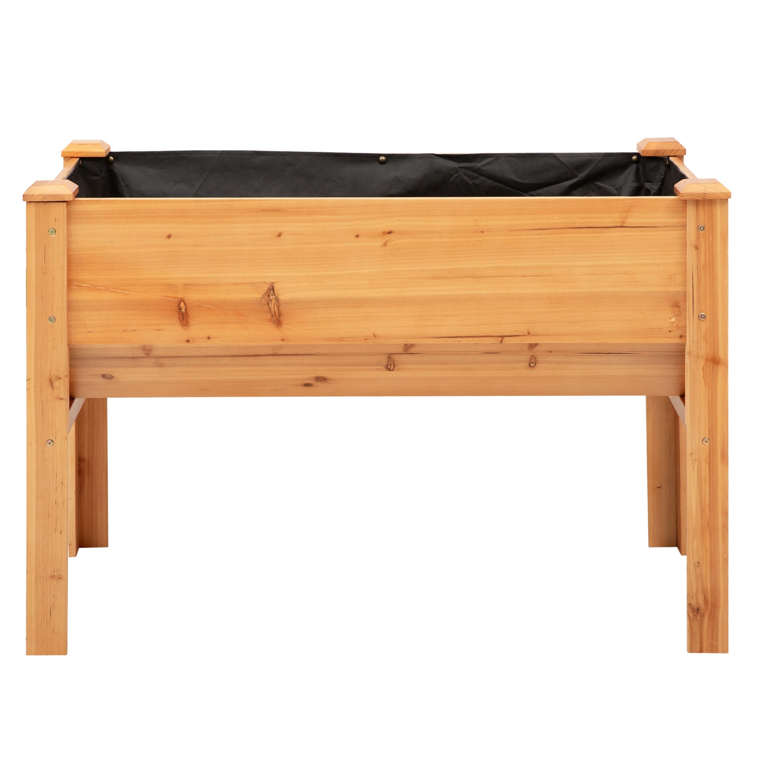 Outsunny Raised Garden Bed with Hooks, 660lb Capacity Wood Elevated Planter Box with Water Draining and Liner, Funnel Design for Vegetable, Herbs,