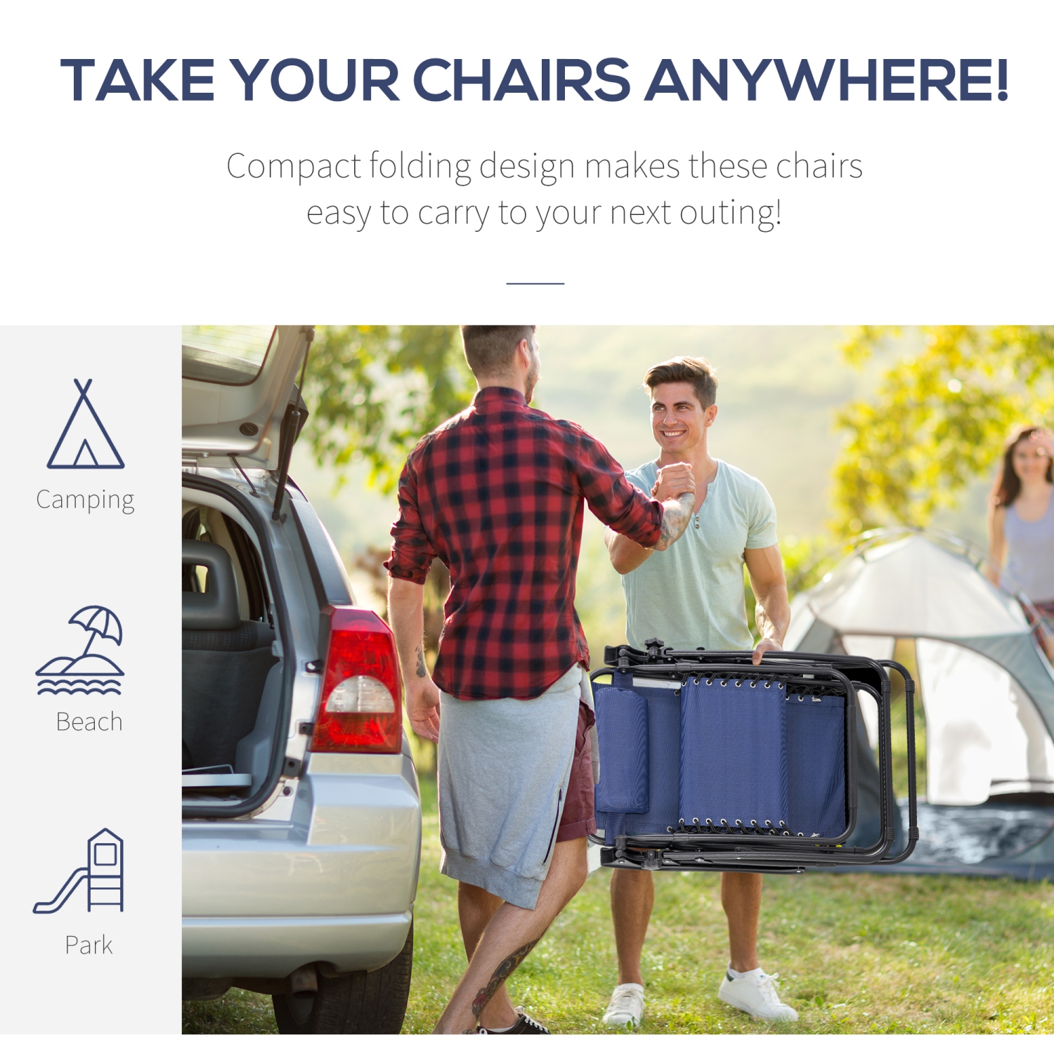 Outsunny – Ensemble de chaises longues Zero Gravity avec table d’appoint, chaise longue de patio, porte-gobelets et appuie-tête réglable, bleu