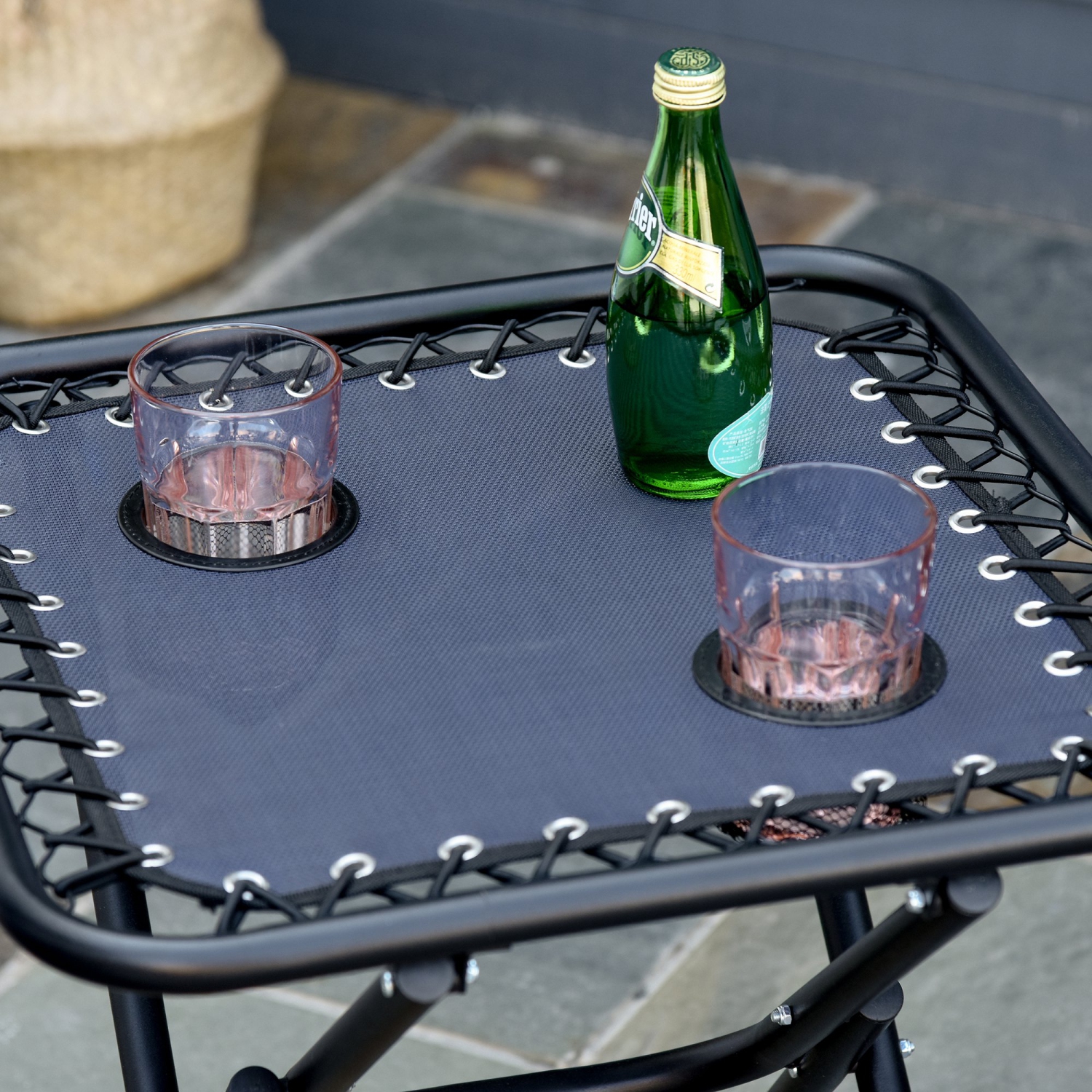 Outsunny – Ensemble de chaises longues Zero Gravity avec table d’appoint, chaise longue de patio, porte-gobelets et appuie-tête réglable, bleu