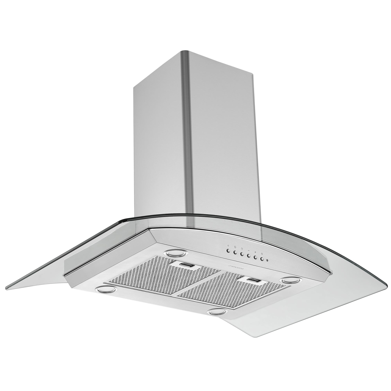 Ancona 36" 450 CFM Convertible Island Glass Canopy Range Hood in Stainless Steel with Auto Night Light Feature
