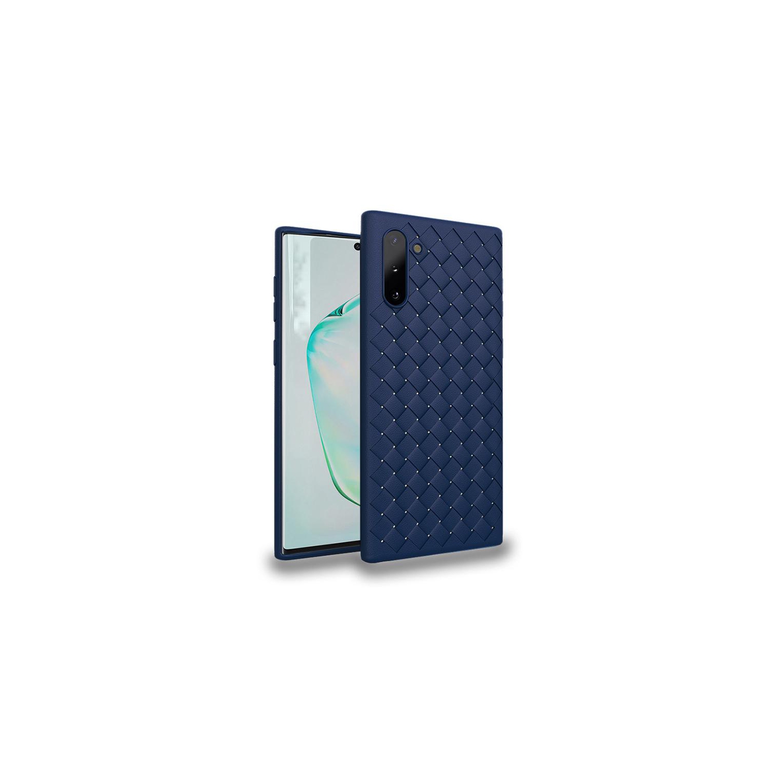 PANDACO Navy Leather Cross-Weave Case for Samsung Galaxy Note 10
