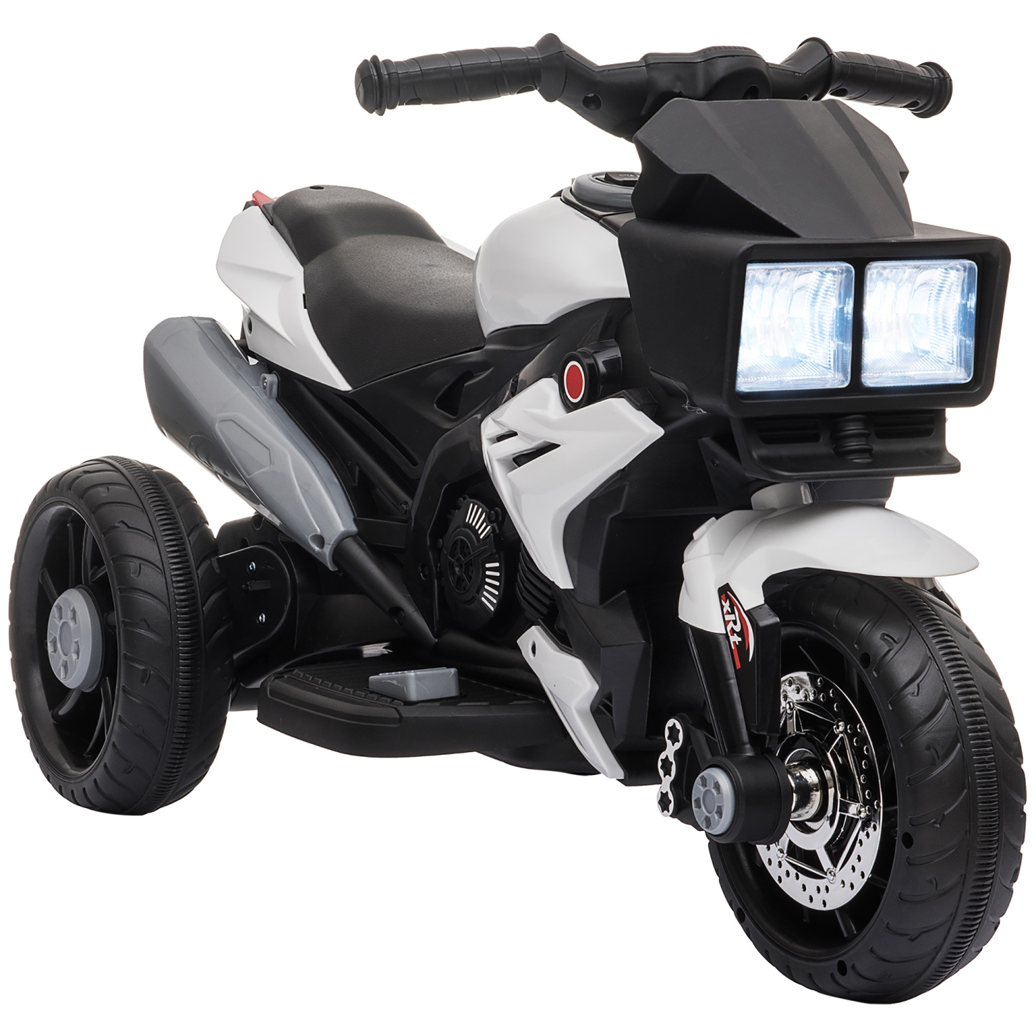 Aosom Kids Electric Pedal Motorcycle Ride-On Toy 6V Battery Powered w/ Music Horn Headlights Motorbike for Girls Boy White