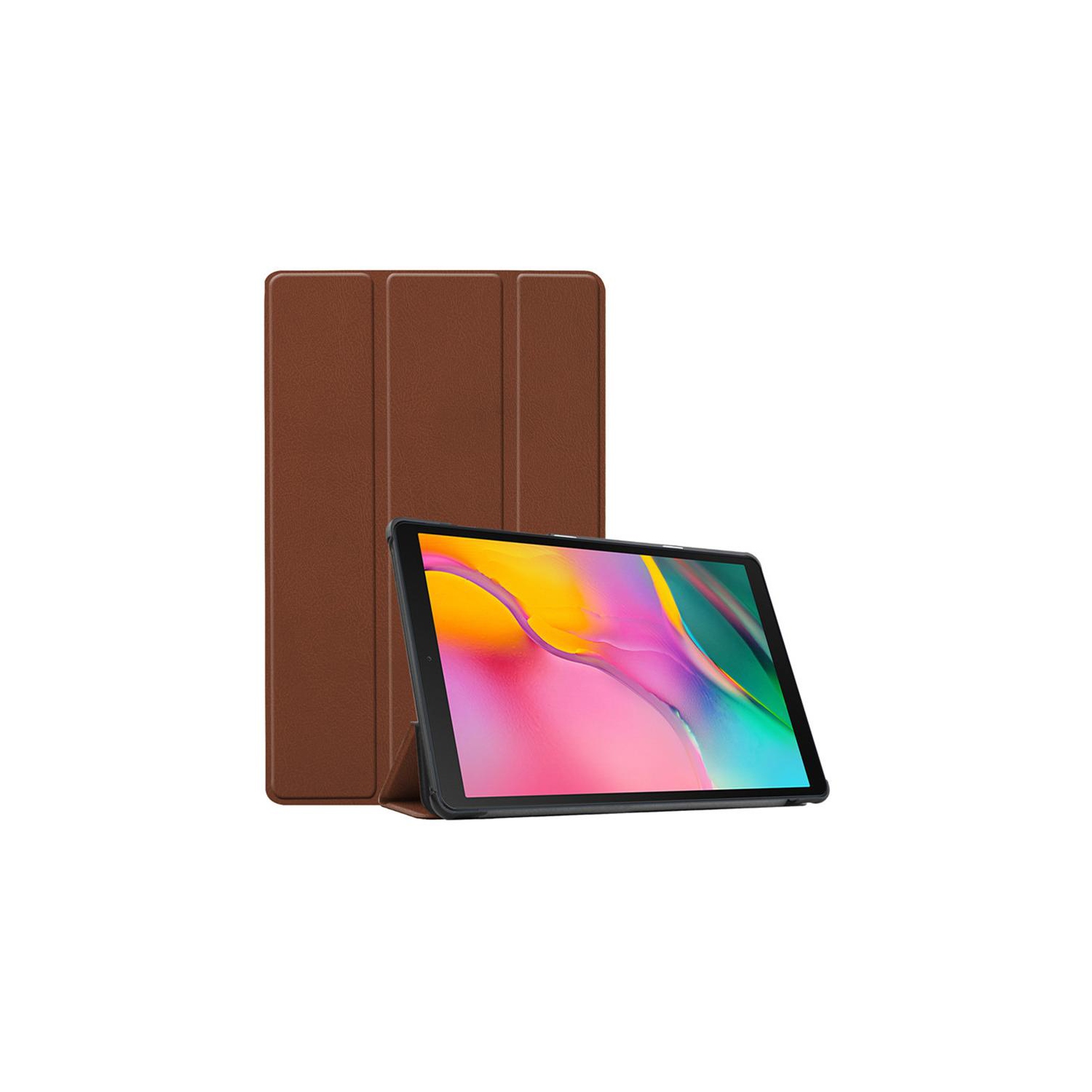 PANDACO Brown Leather Folio Case Samsung Galaxy Tab S7 / Tab S8 (11-inch)