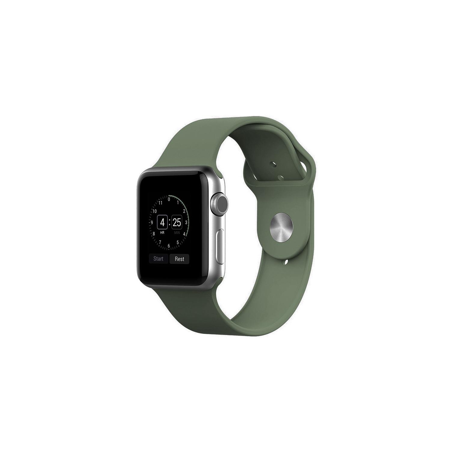 PANDACO Khaki Green Silicone Watch Strap for Apple Watch 38mm / 40mm / 41mm / 42mm