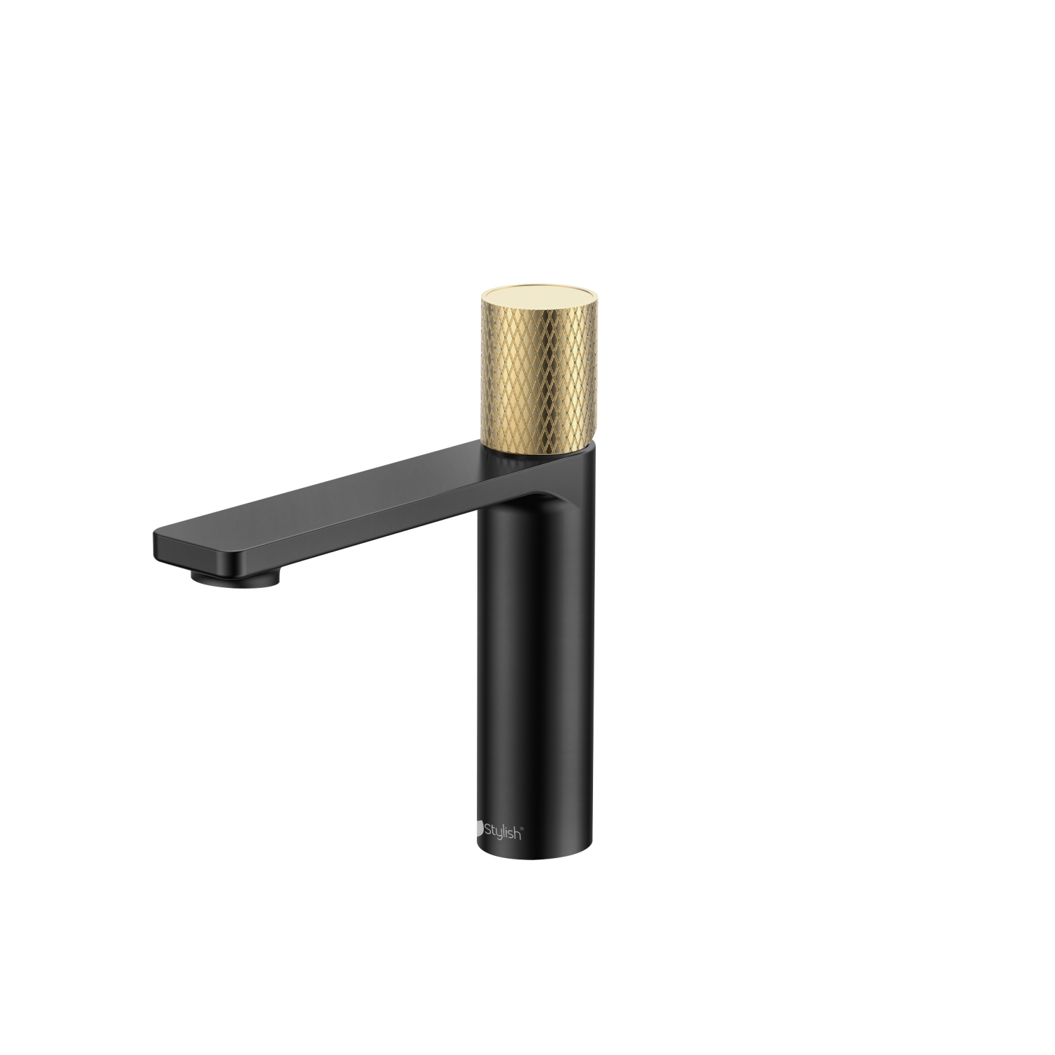 Stylish Riela Single Handle 7 1/2" Matte Black with Brushed Gold Bathroom Faucet B-104NG