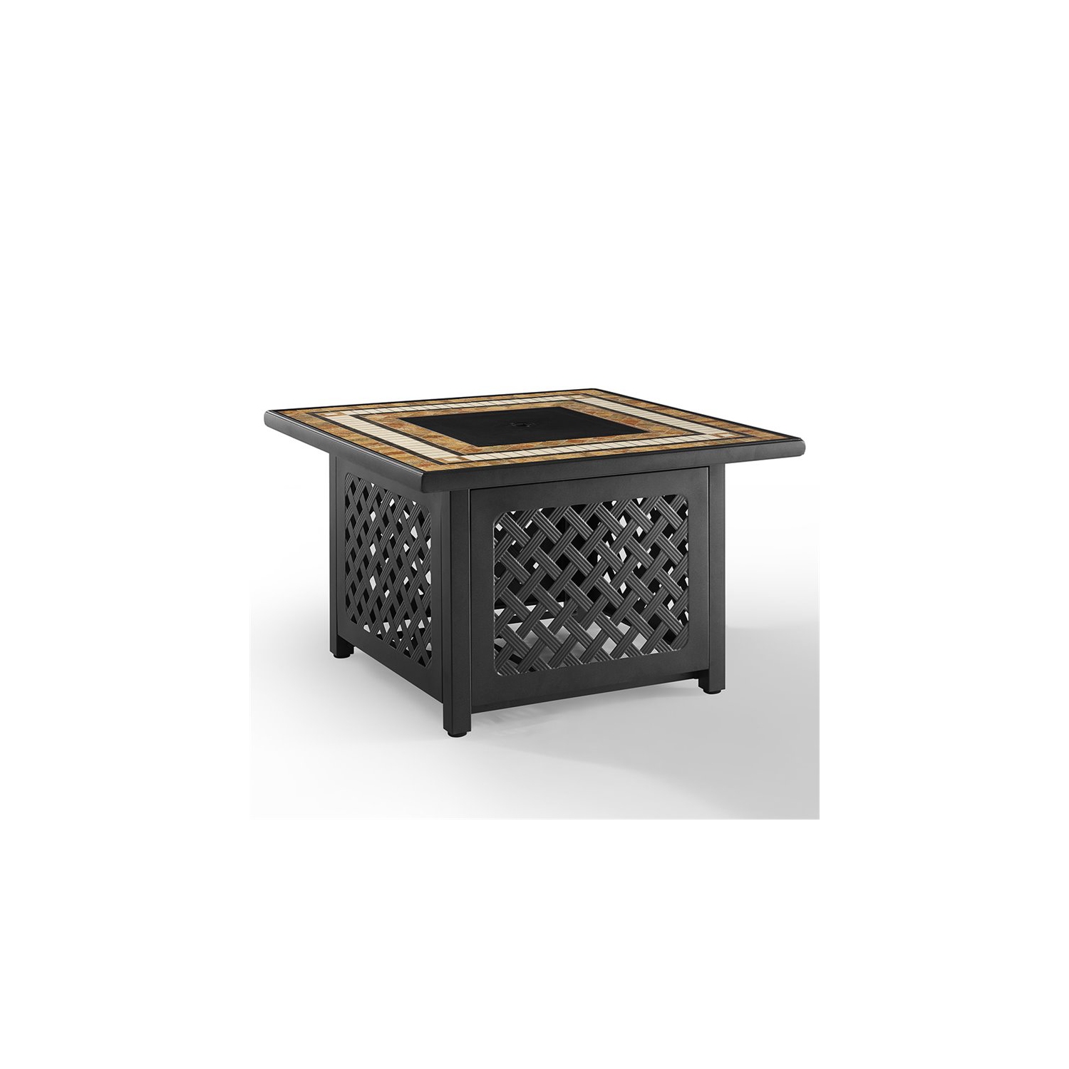 Crosley Tucson 40" Square Stone Top Patio Fire Pit in Brown