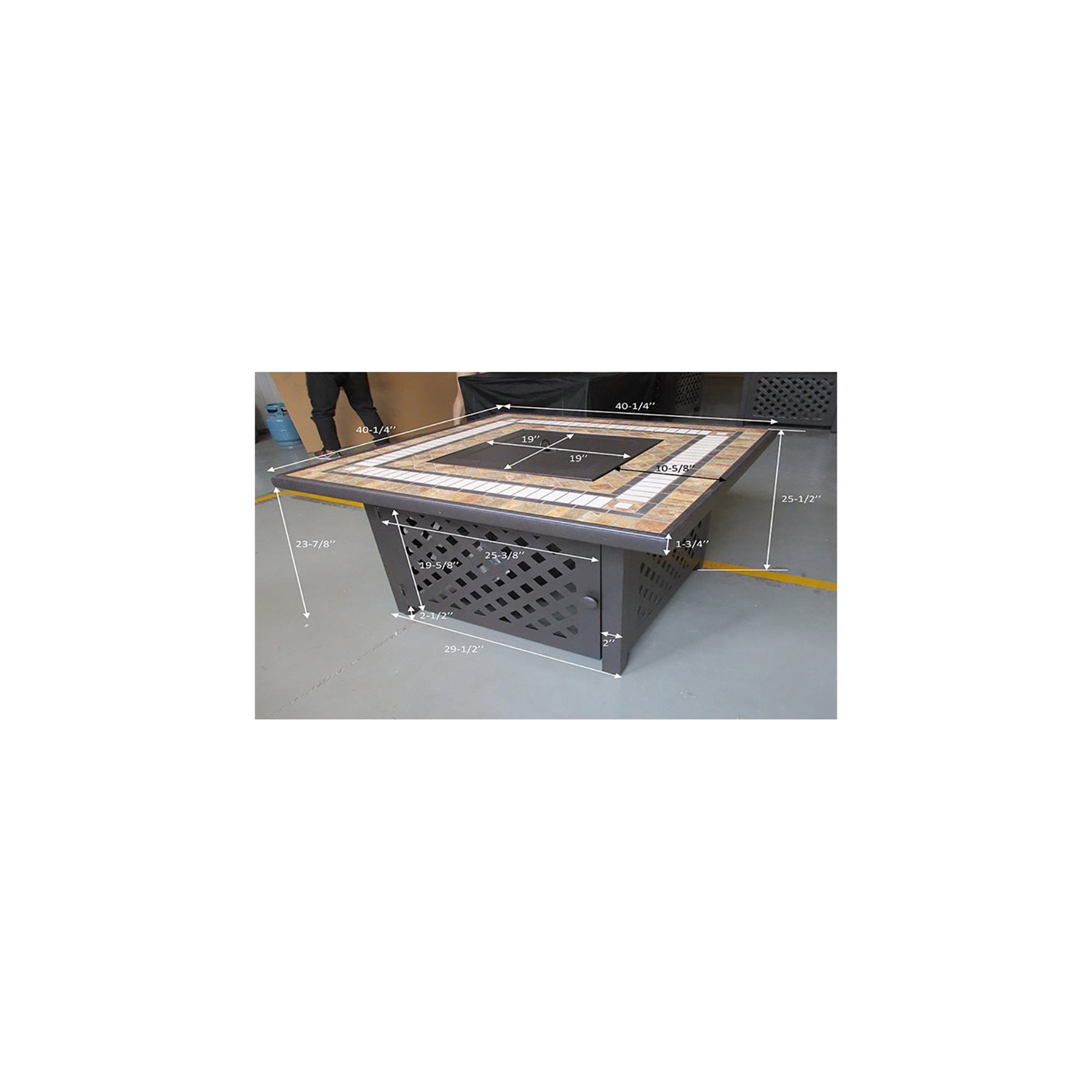 Crosley Tucson 40" Square Stone Top Patio Fire Pit in Brown