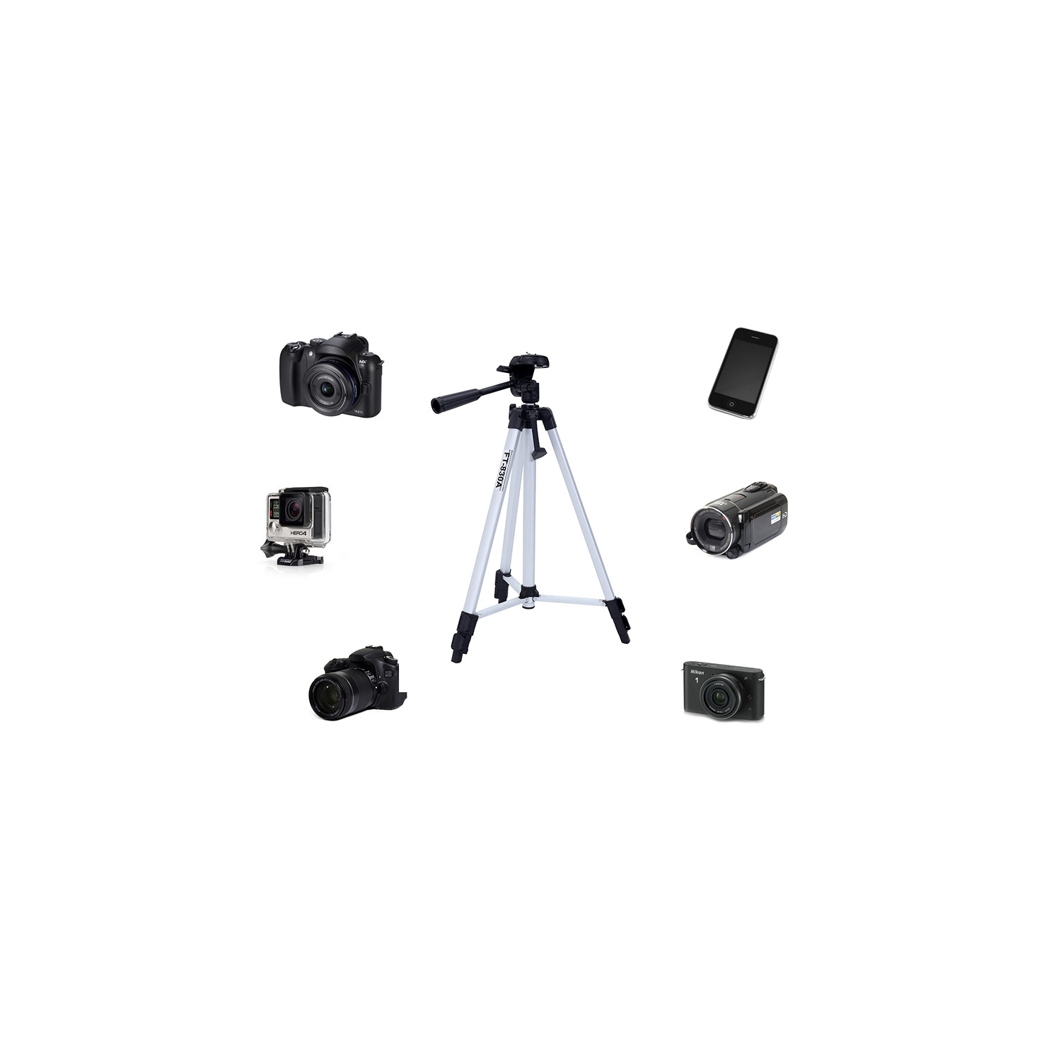 PrimCables – trépied universel en aluminium avec sac portatif pour caméscope Nikon de Canon, charge maximale de 2,5 kg