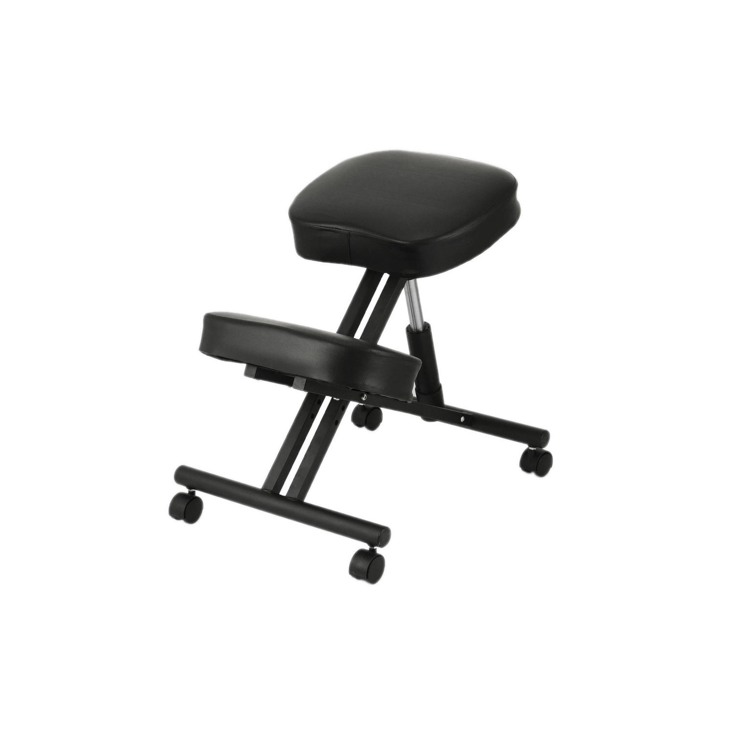 Black Ergonomic Kneeling Chair, Double Thick Padded Foam Steel Frame Adjustable Stool Posture Desk Stool with Orthopedic Knee Cushion
