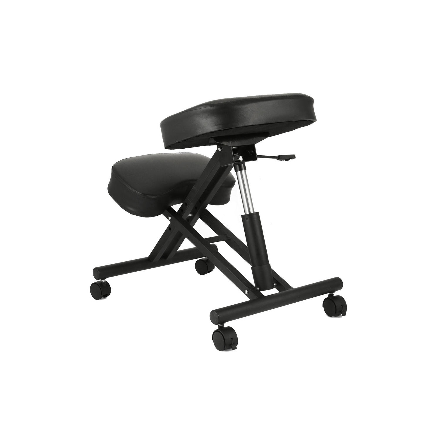 Black Ergonomic Kneeling Chair, Double Thick Padded Foam Steel Frame Adjustable Stool Posture Desk Stool with Orthopedic Knee Cushion
