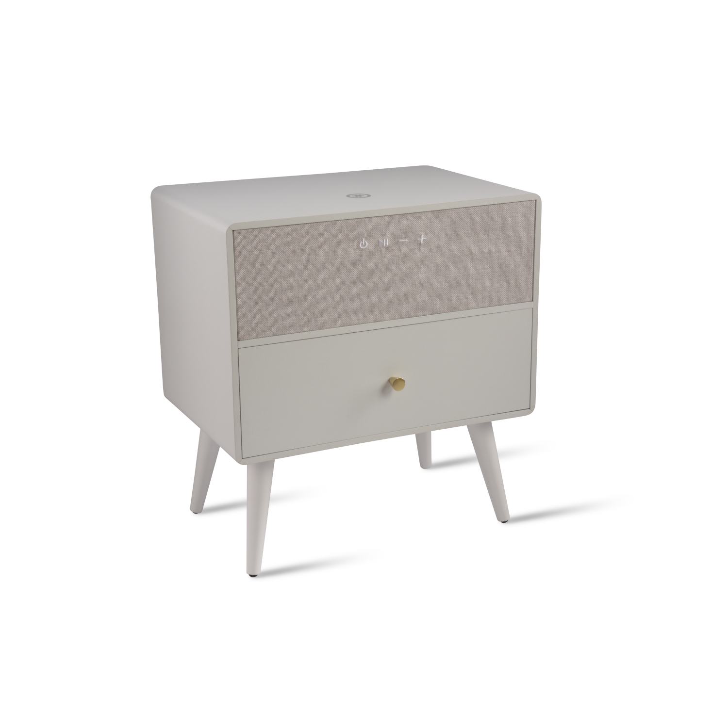VOICI RALPH LE BUREAU POUR LA MAISON INTELLIGENTE Chargeur sans fil Qi de KOBLE avec haut-parleurs Bluetooth en blanc