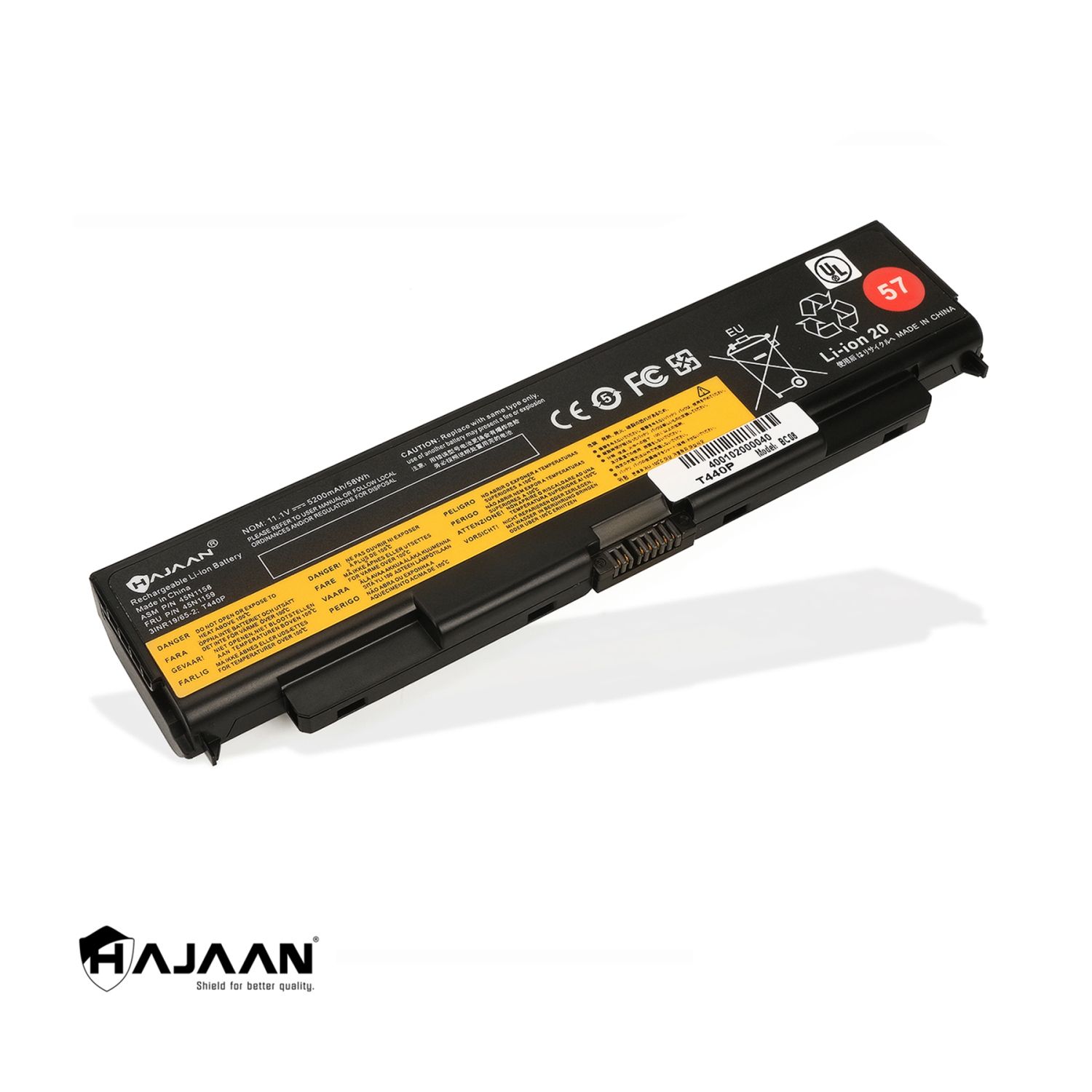 HAJAAN Brand - Lenovo ThinkPad T440P T540P W540 L440 L540 45N1158, 45N1159 Laptop Battery ( Li-ion 5200mAh/ 58Wh, 6-Cells,11.1 V), Refurbished