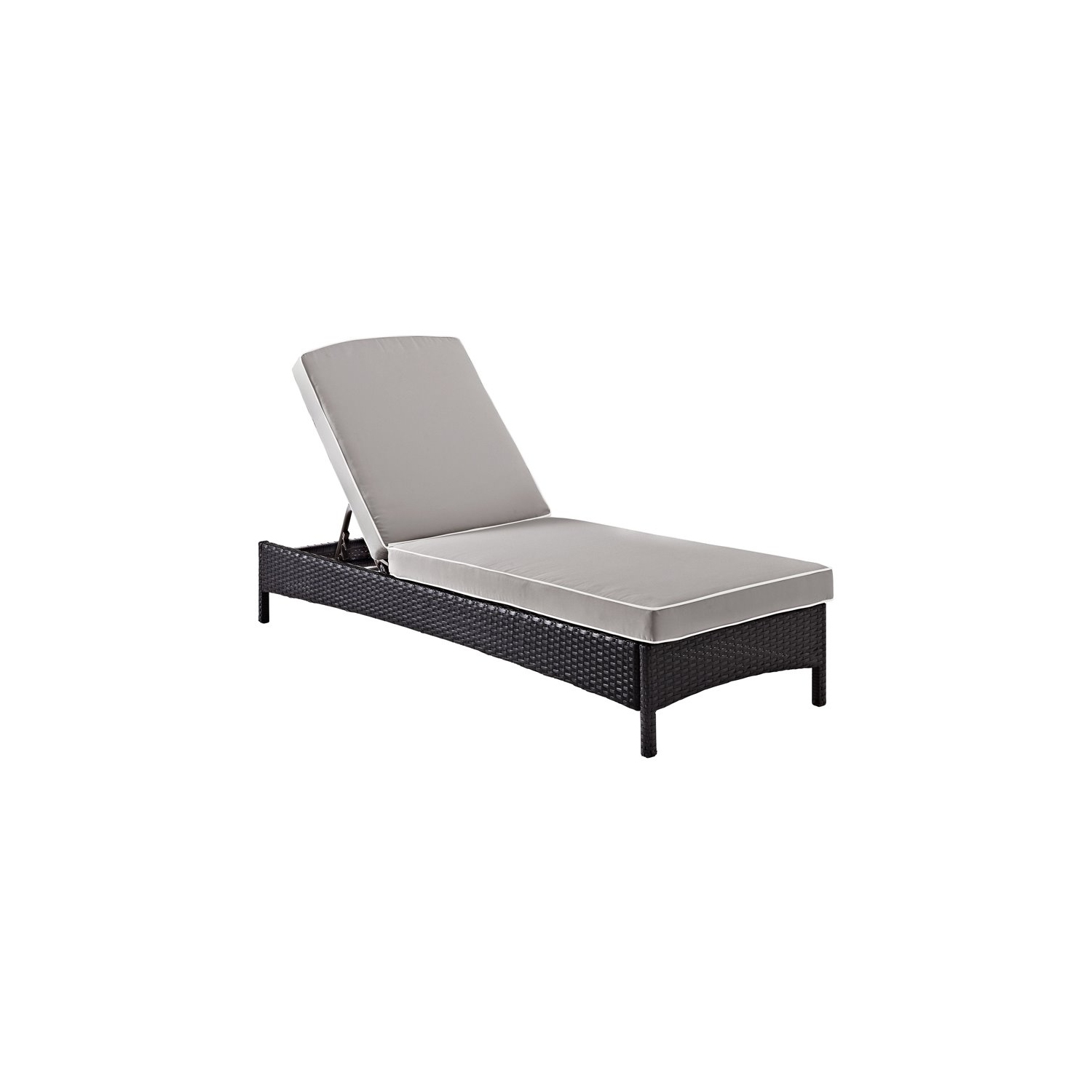 Pemberly Row Wicker Patio Chaise Lounge in Brown and Gray