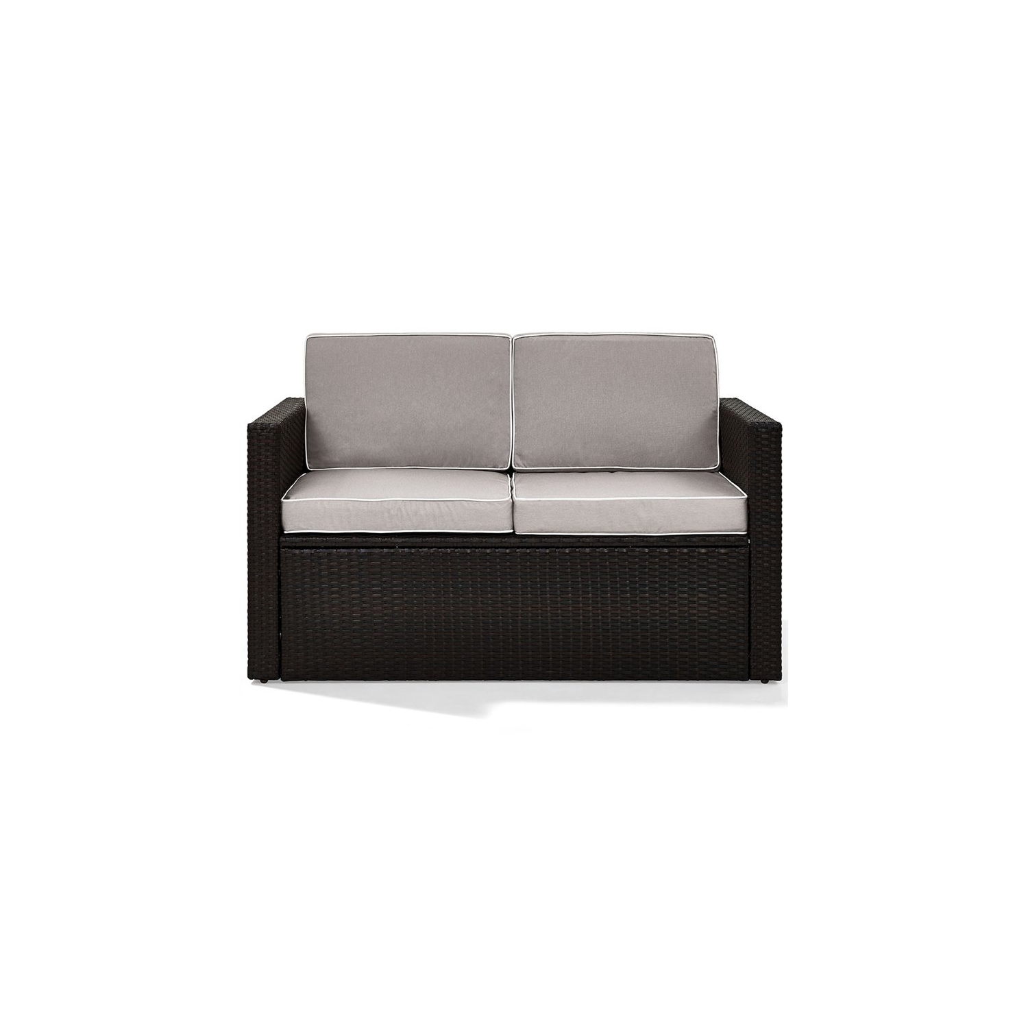 Pemberly Row Wicker Patio Loveseat in Brown and Gray