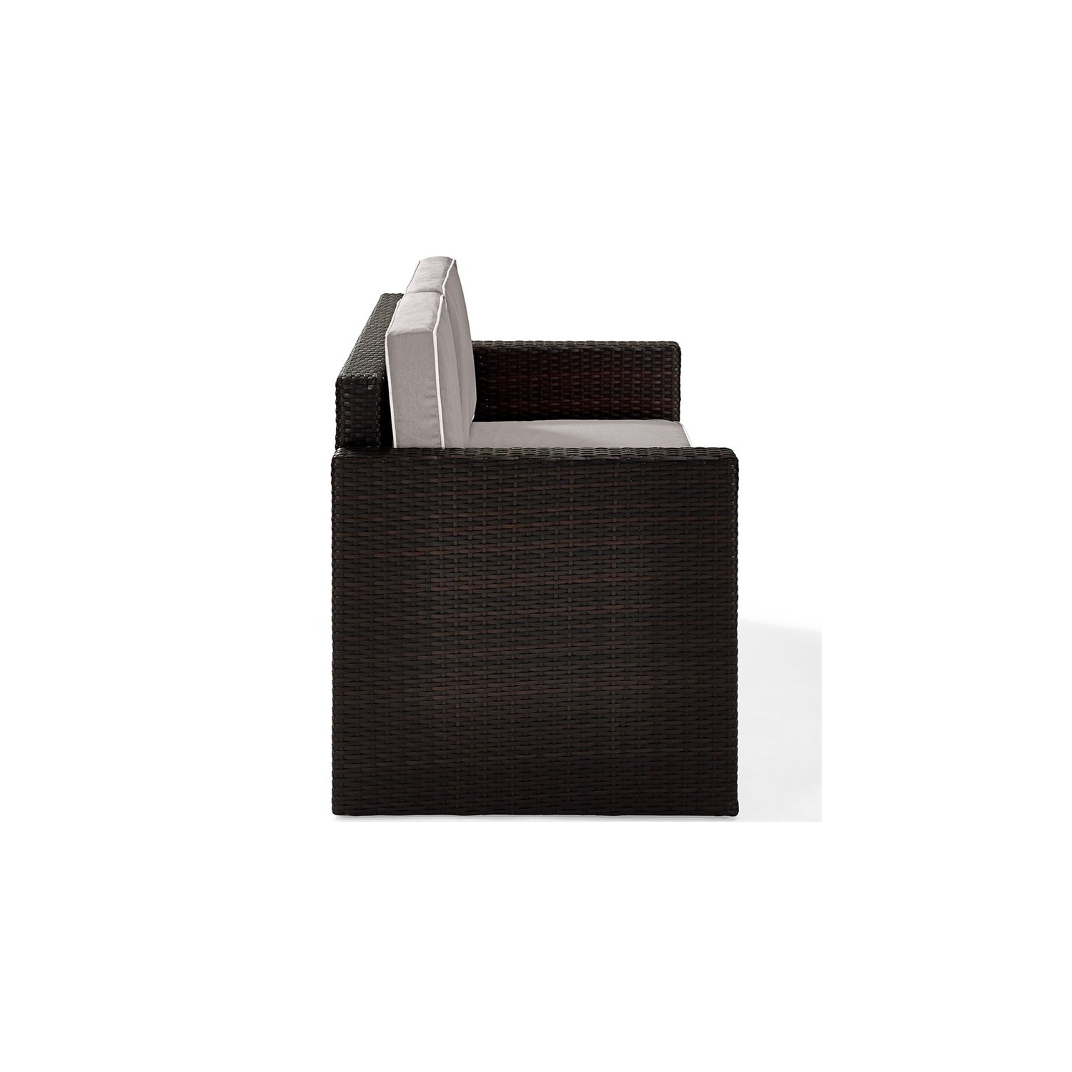 Pemberly Row Wicker Patio Loveseat in Brown and Gray