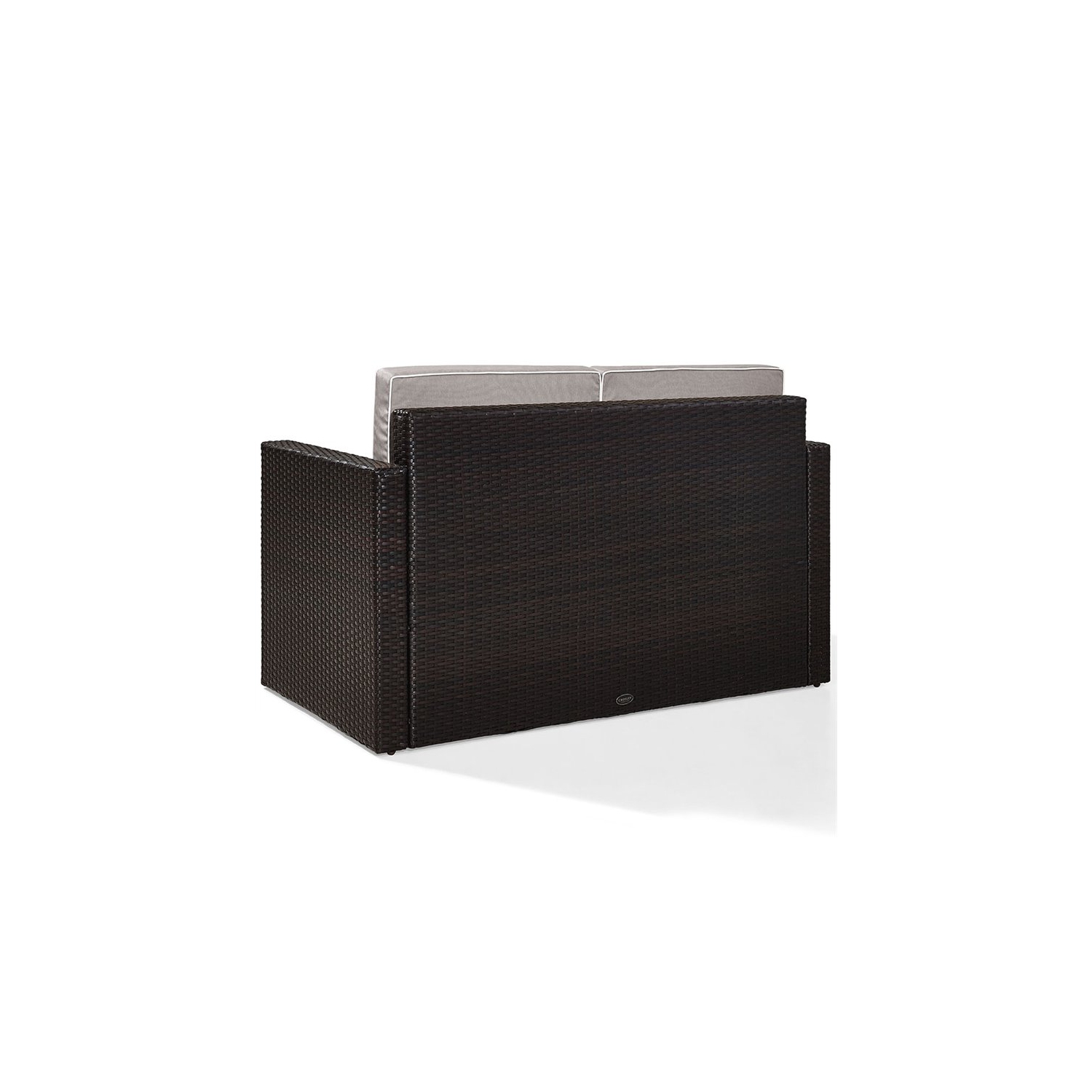 Pemberly Row Wicker Patio Loveseat in Brown and Gray