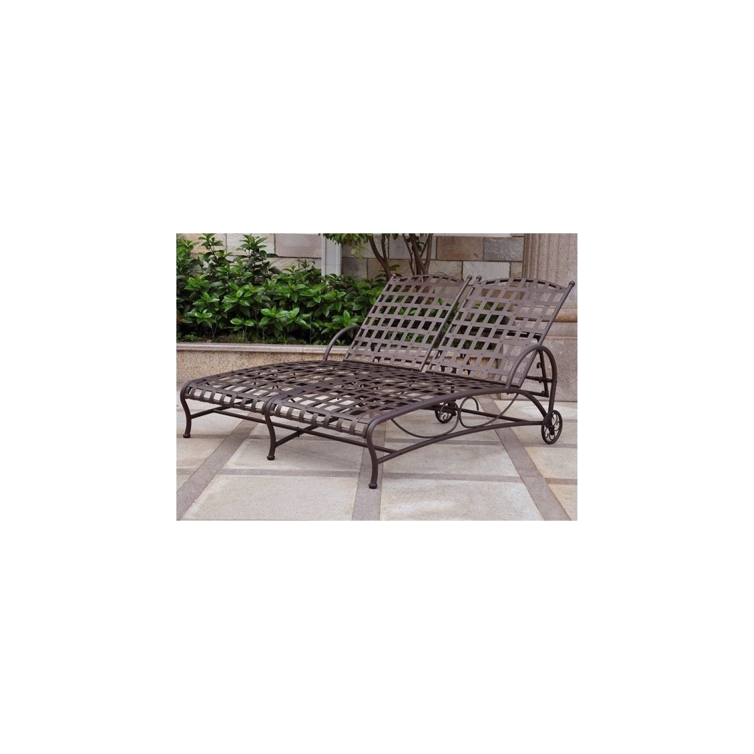 Chaise longue de jardin double Bowery Hill en fer forgé