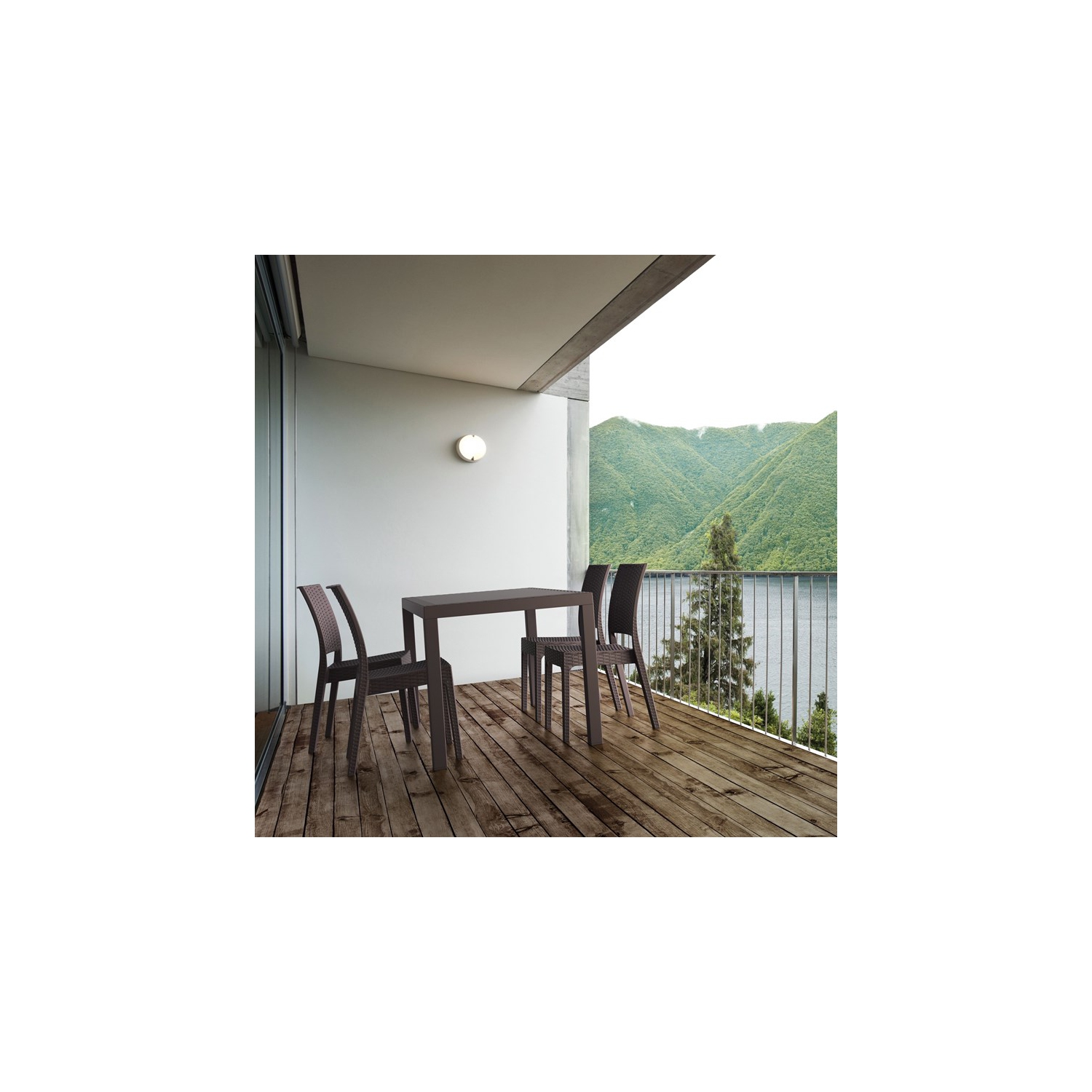 Compamia Orlando 5 Piece Square Wickerlook Patio Dining Set in Brown