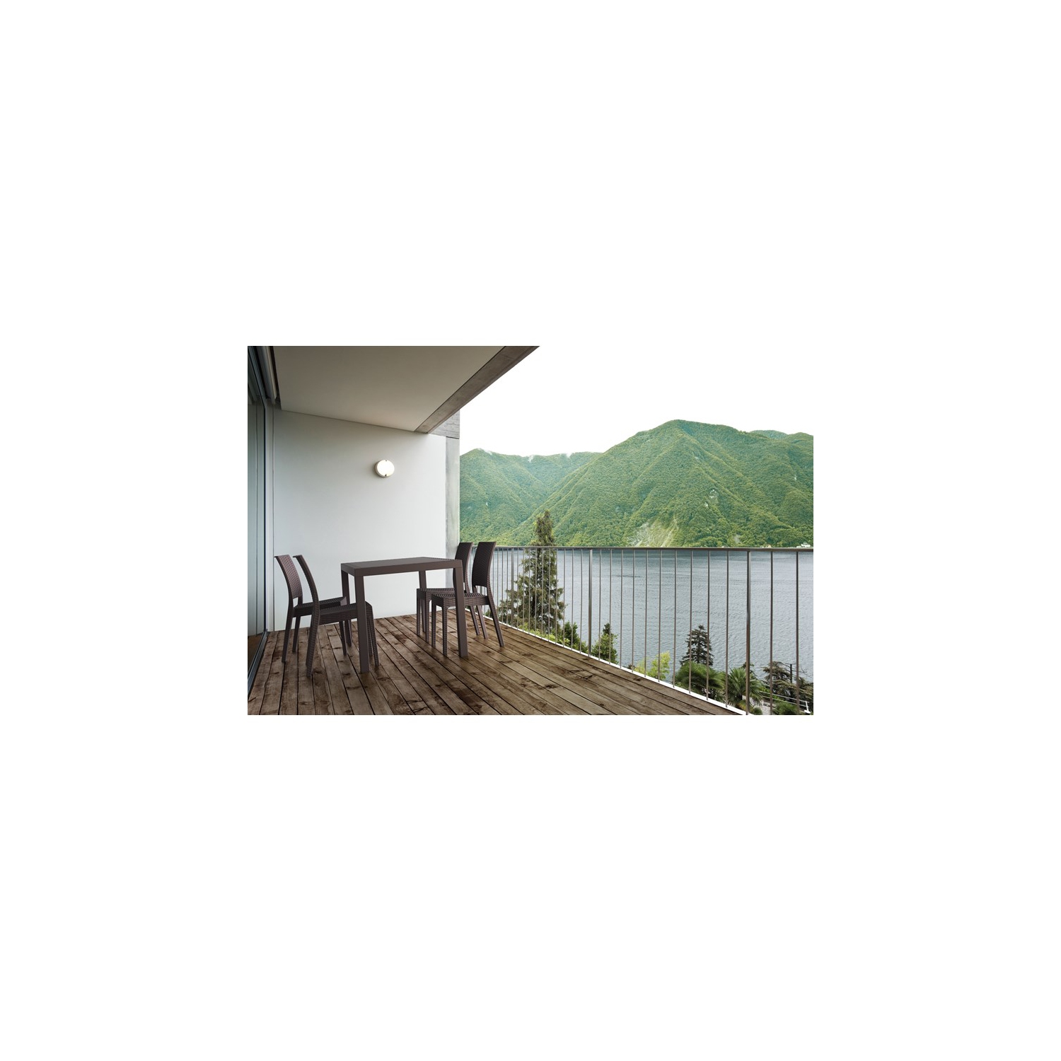 Compamia Orlando 5 Piece Square Wickerlook Patio Dining Set in Brown