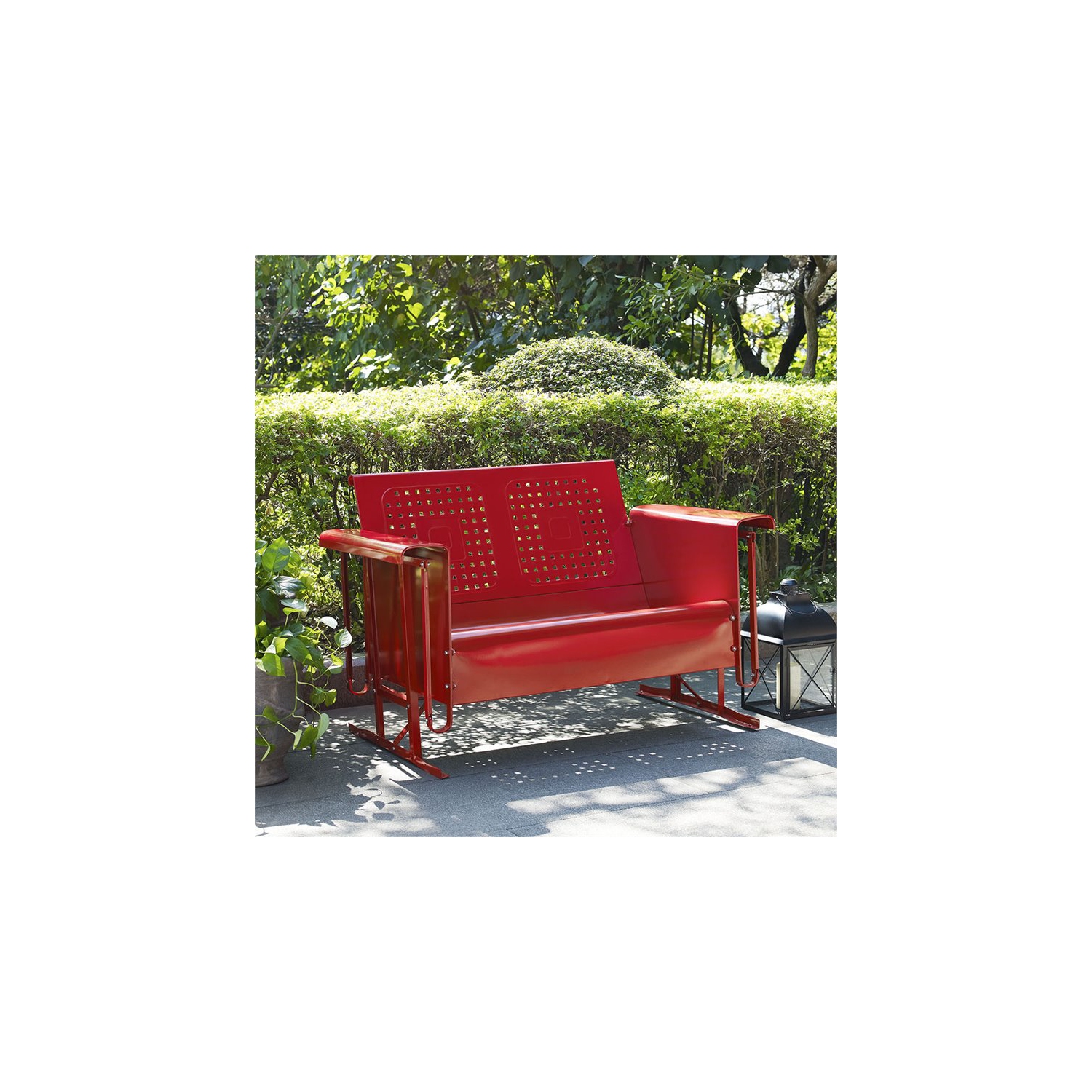 Causeuse de jardin coulissante en métal Pemberly Row, rouge