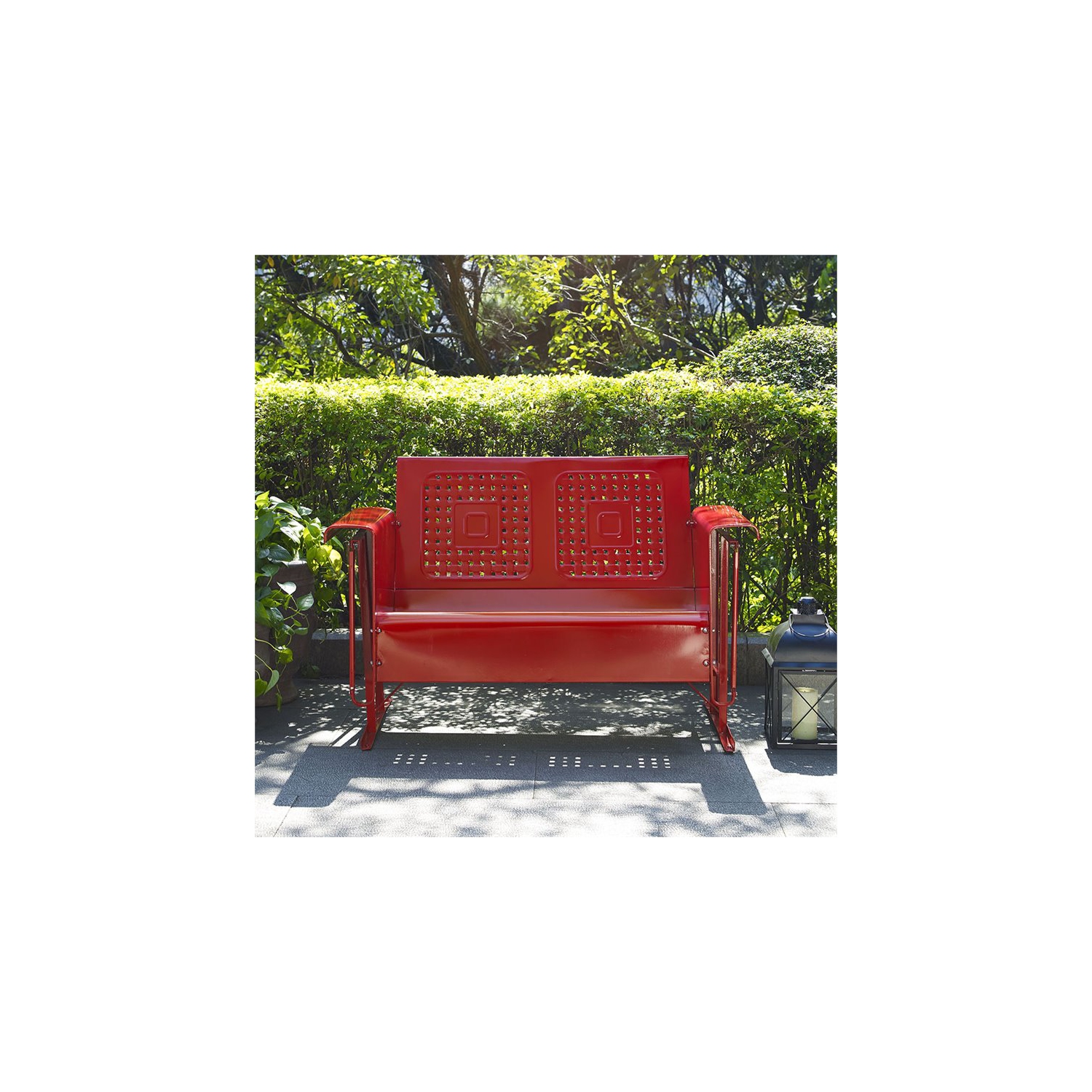 Causeuse de jardin coulissante en métal Pemberly Row, rouge