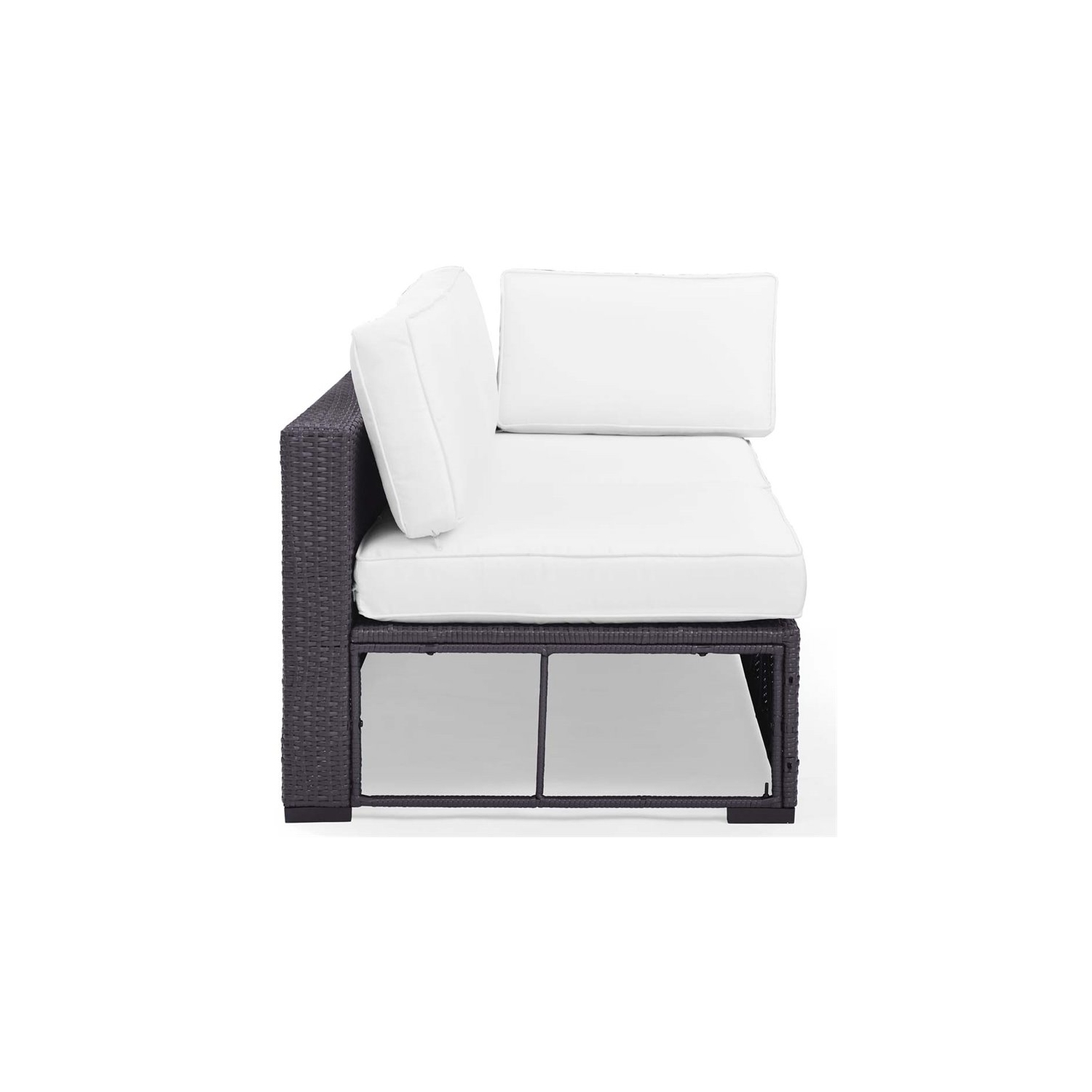 Crosley Biscayne Wicker Patio Loveseat in Brown and White
