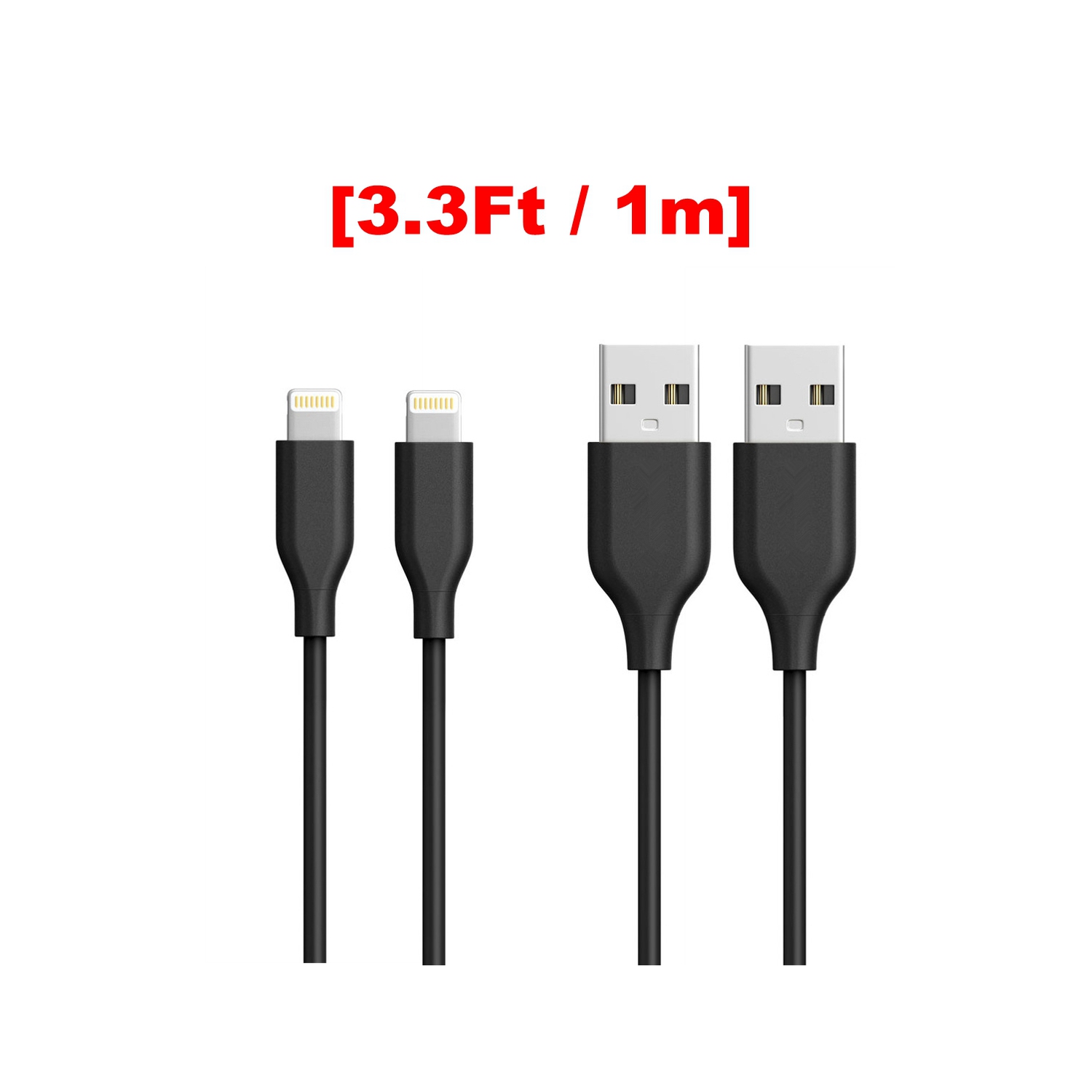 [2 Packs](3.3Ft / 1m) iPhone Charging Charger Cord Lightning to USB Cable for iPhone AirPods iPod iPad, Black