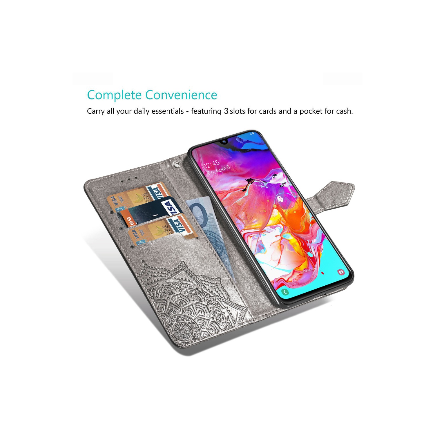 Cuir Etui Fleur de Mandala Coque, Créatif Floral Cover Folio Portefeuille Cuir PU Magnétique Stand Housse pour Samsung Galaxy S20 FE