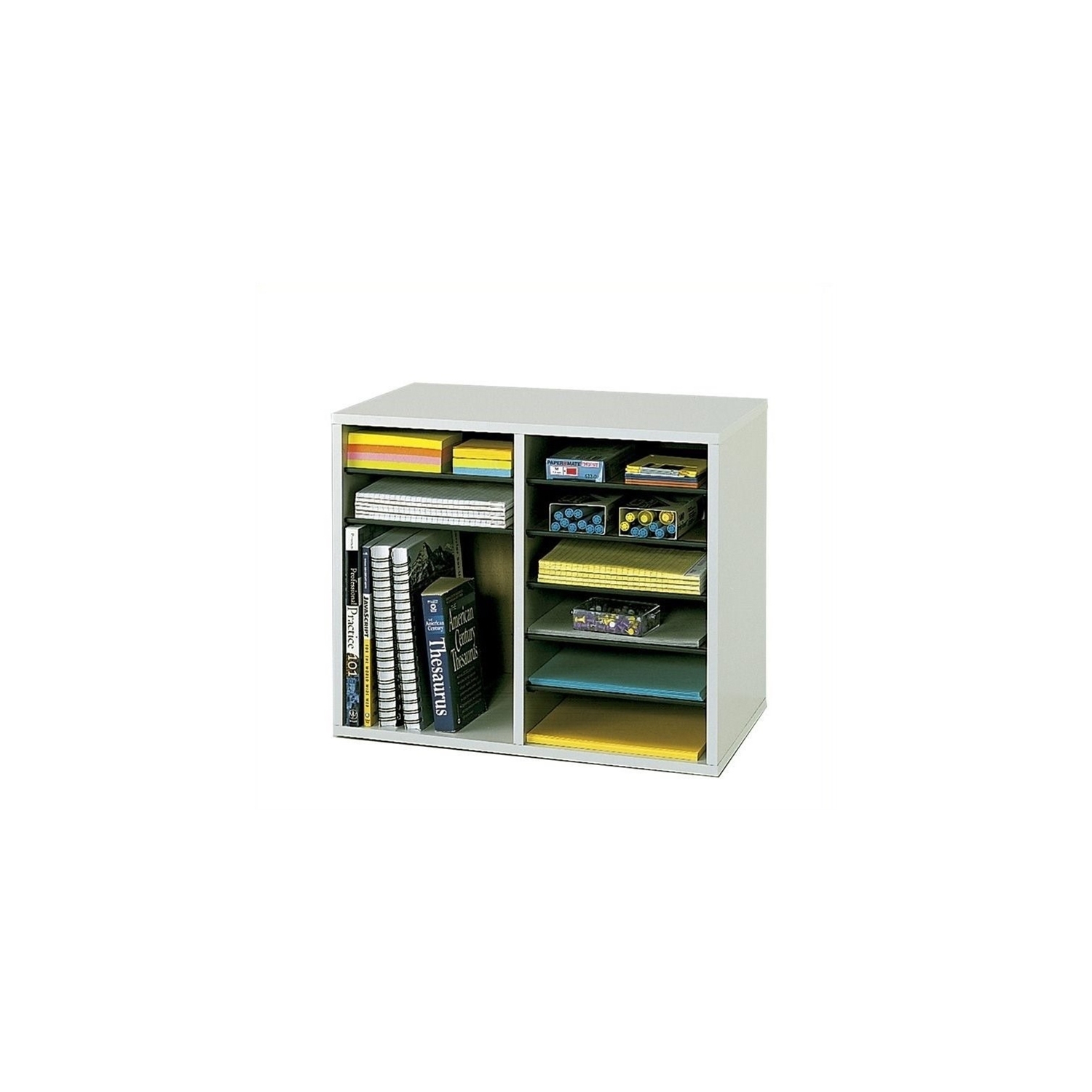 Scranton & Co Grey 12 Compartment Wood Adjustable File Organizer