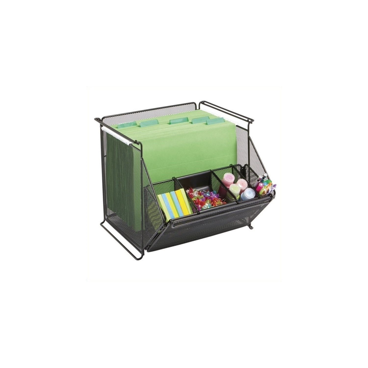 Safco Onyx Stackable Mesh Storage Bins in Black