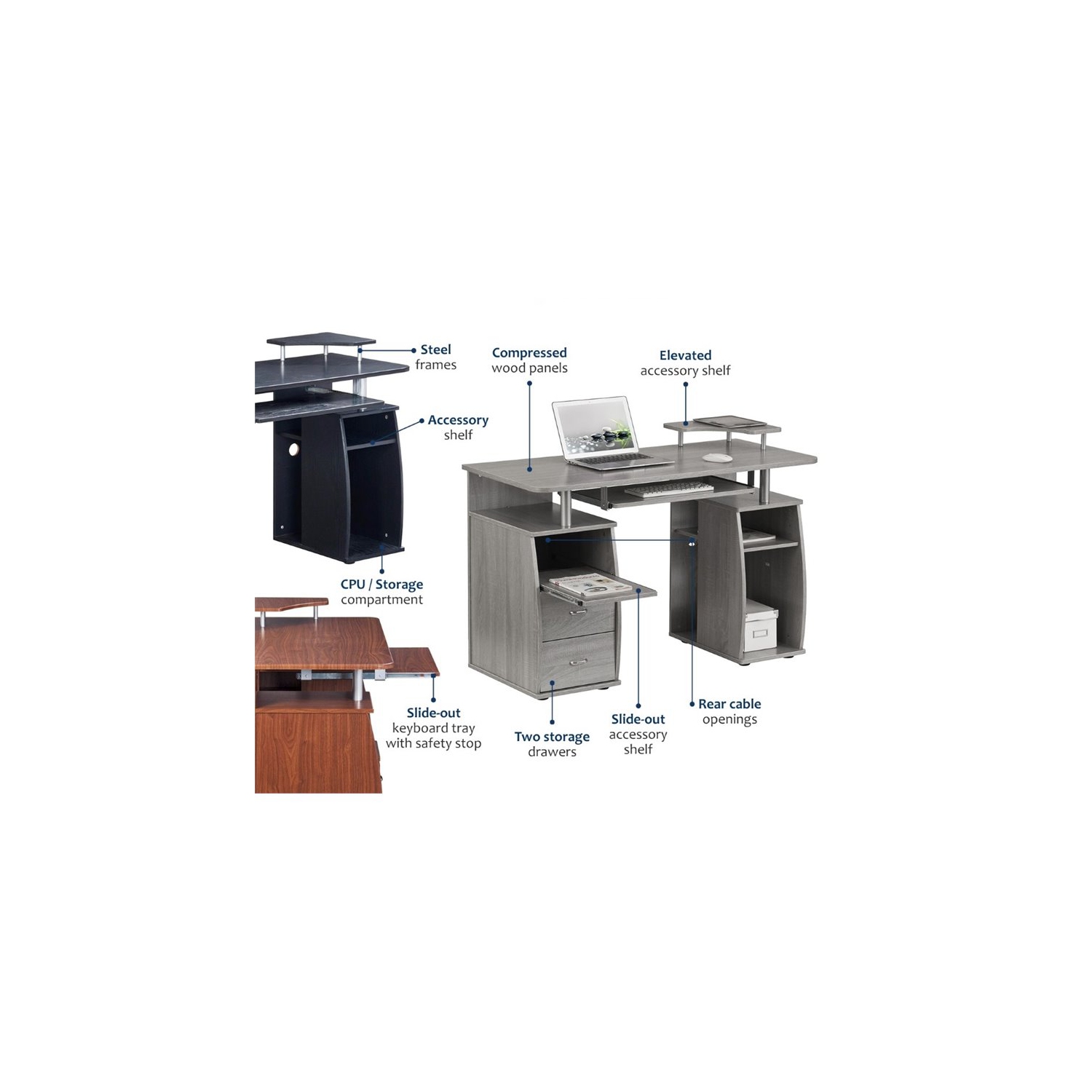 Bureau d’ordinateur en bois Pemberly Row, fini espresso