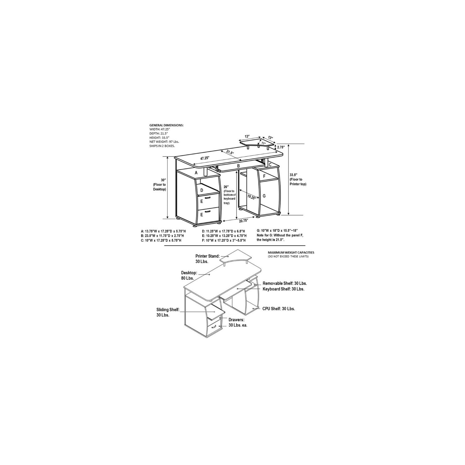 Bureau d’ordinateur en bois Pemberly Row, fini espresso