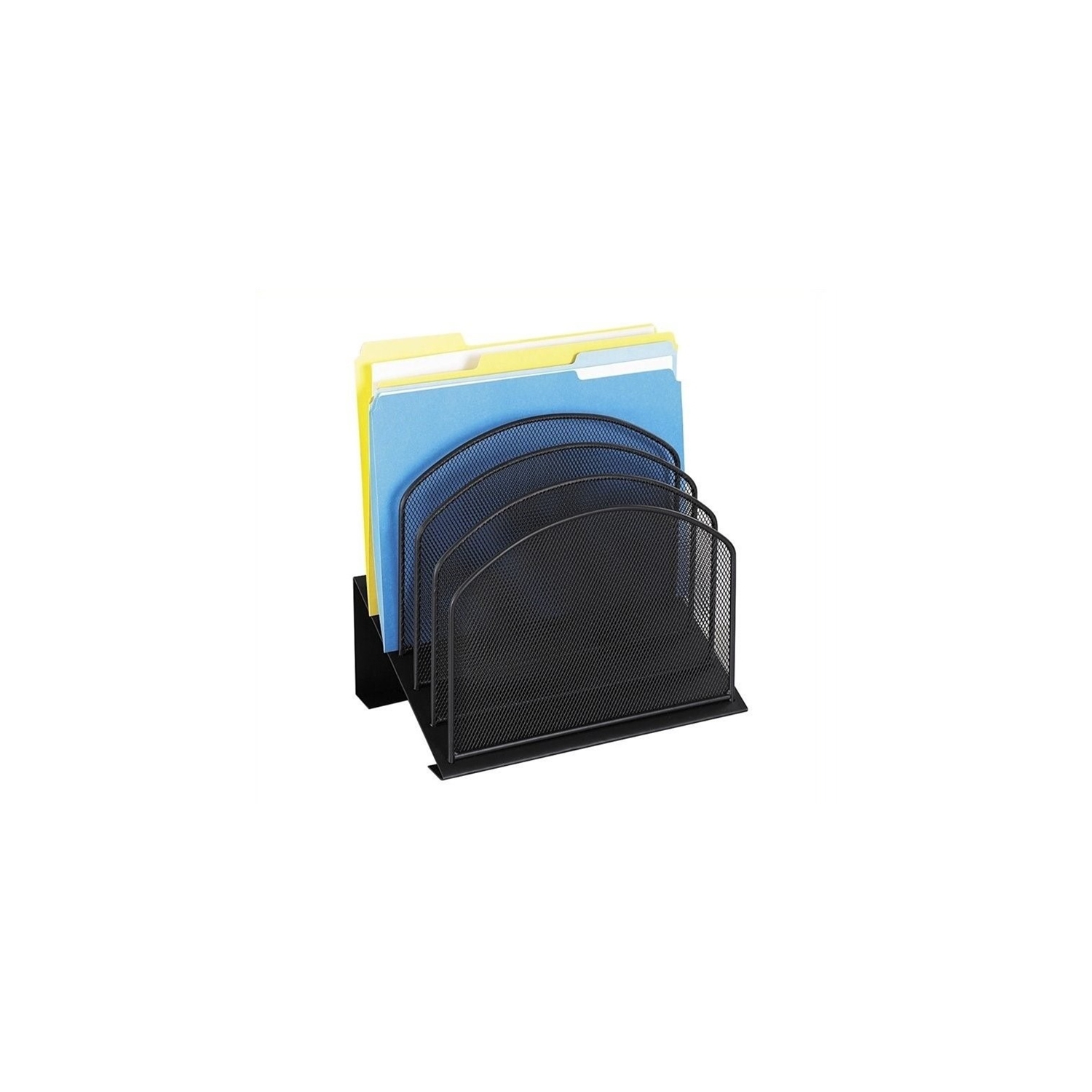 Scranton & Co Black Mesh Desk Organizer with 5 Slanted Sections