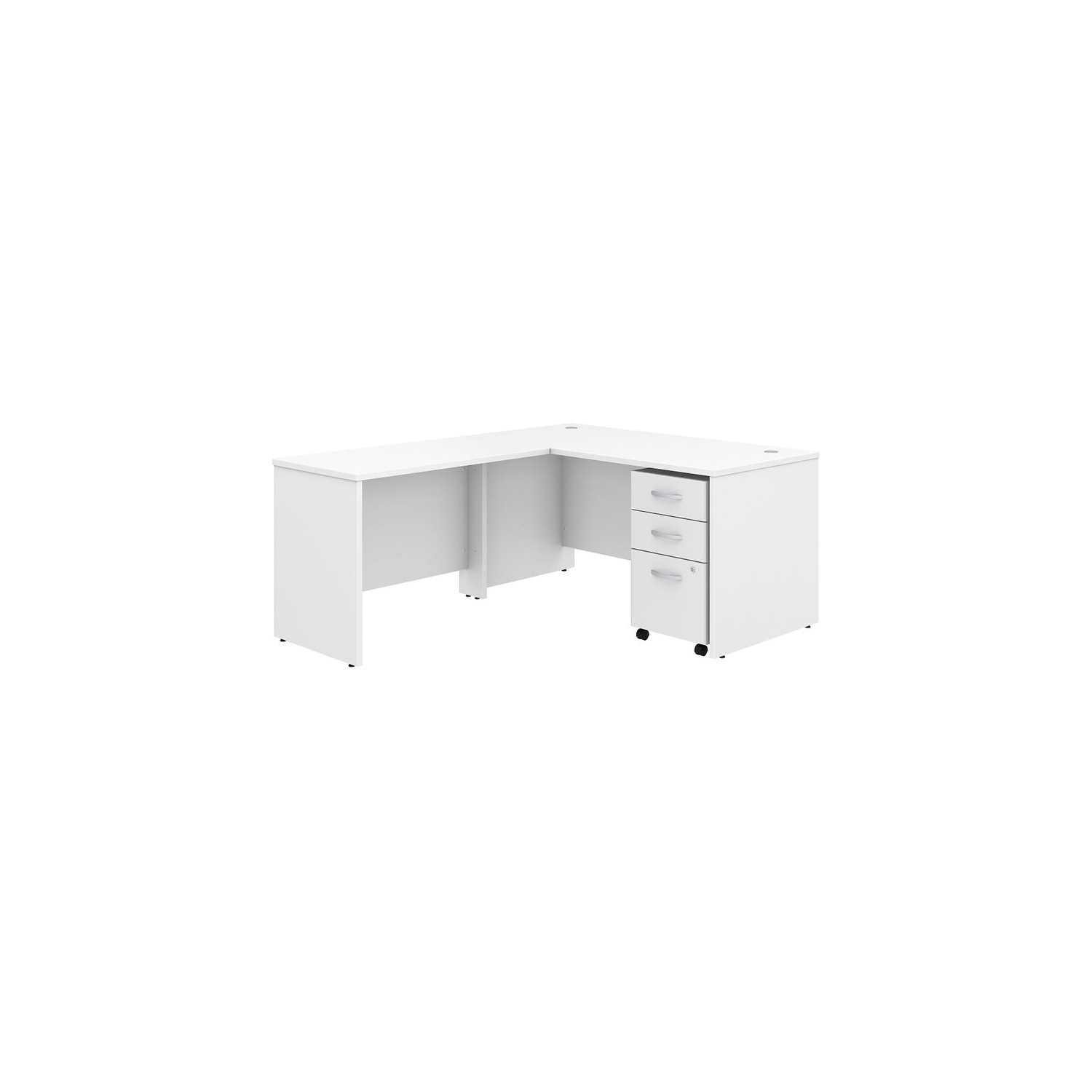 Studio C 60W L Shaped Desk with Drawers in White - Engineered Wood