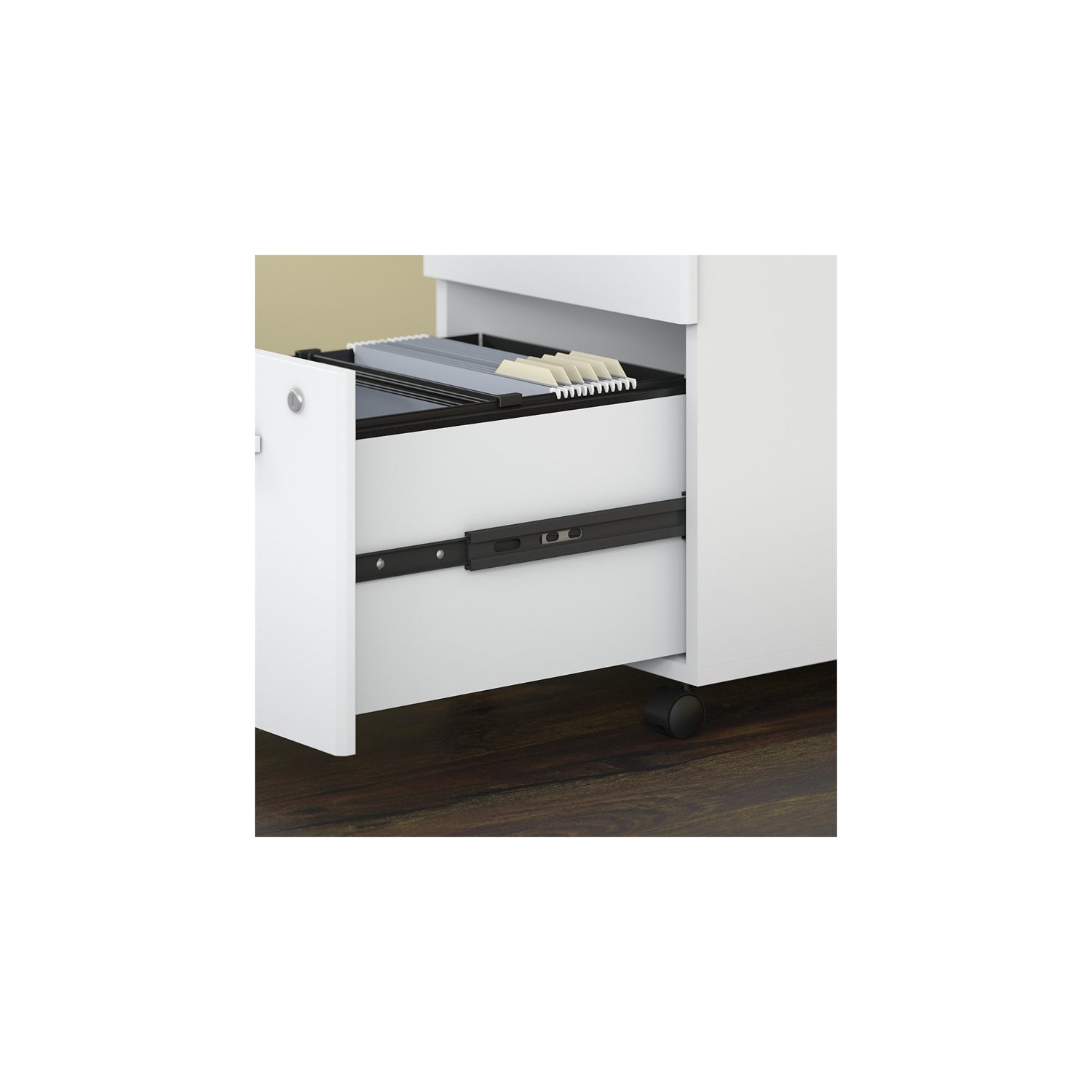 Studio C 60W L Shaped Desk with Drawers in White - Engineered Wood