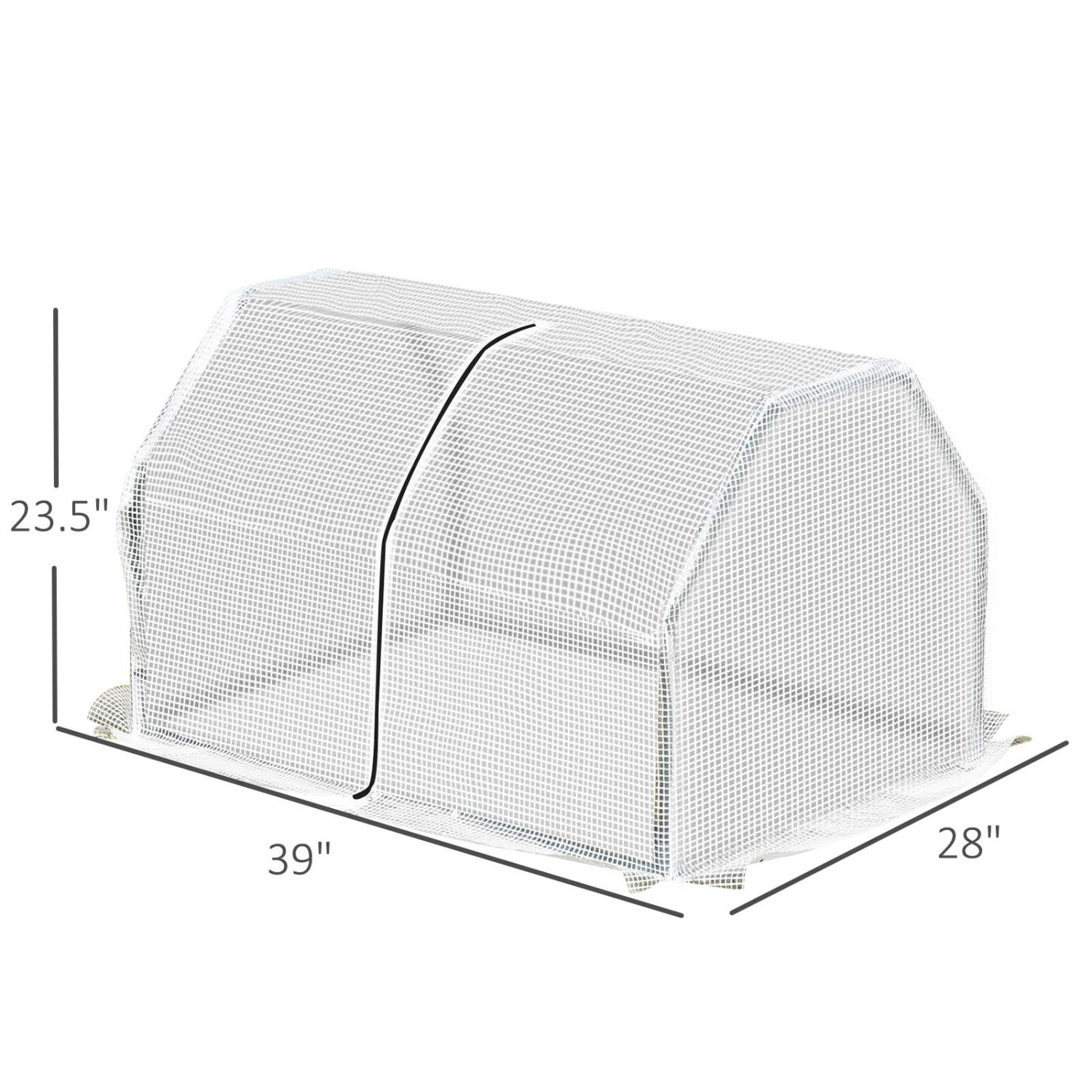 Outsunny 39" x 28" x 24" Portable Mini Greenhouse PE Grow House with Zipper Door Gardening Plant Cover Steel Frame