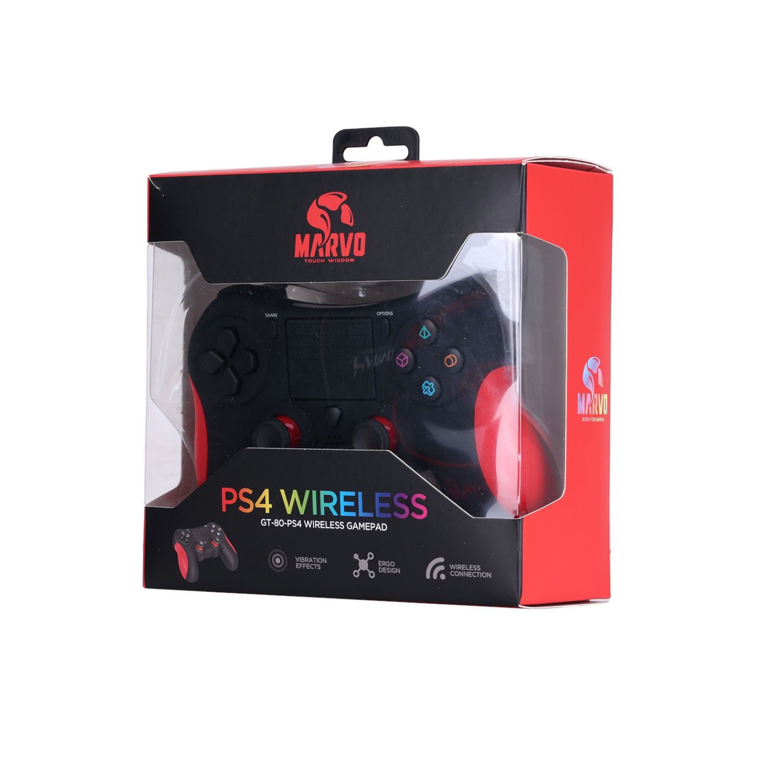 Marvo Pro - Wireless Gamepad with Dual Vibration, 6-Axis Sensor and 3.5mm Headphone Jack, Black
