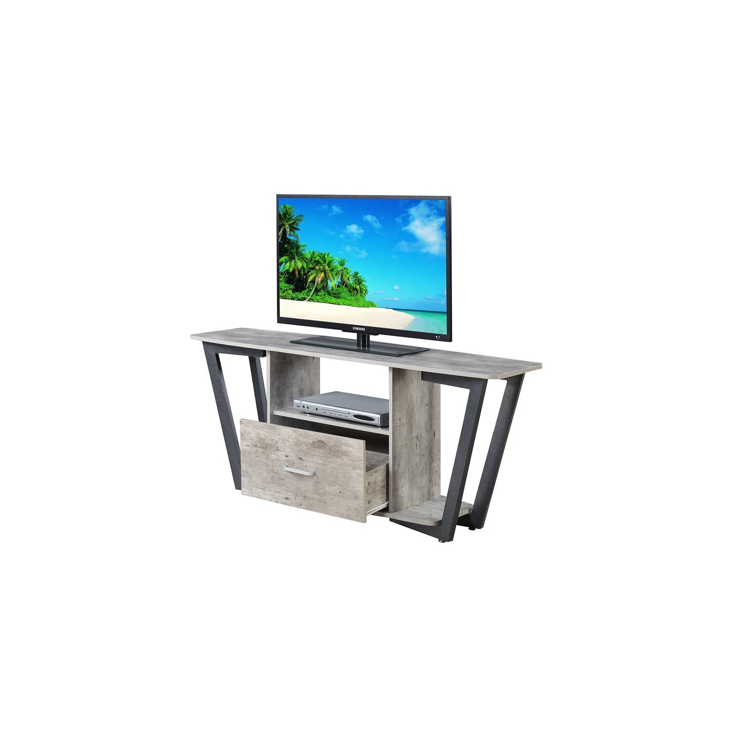 Pemberly Row 60" TV Stand in Gray and Black