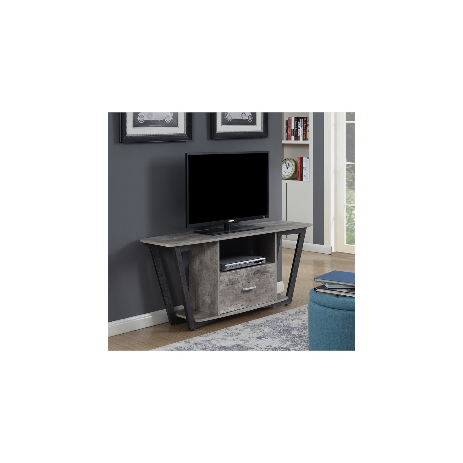 Pemberly Row 60" TV Stand in Gray and Black
