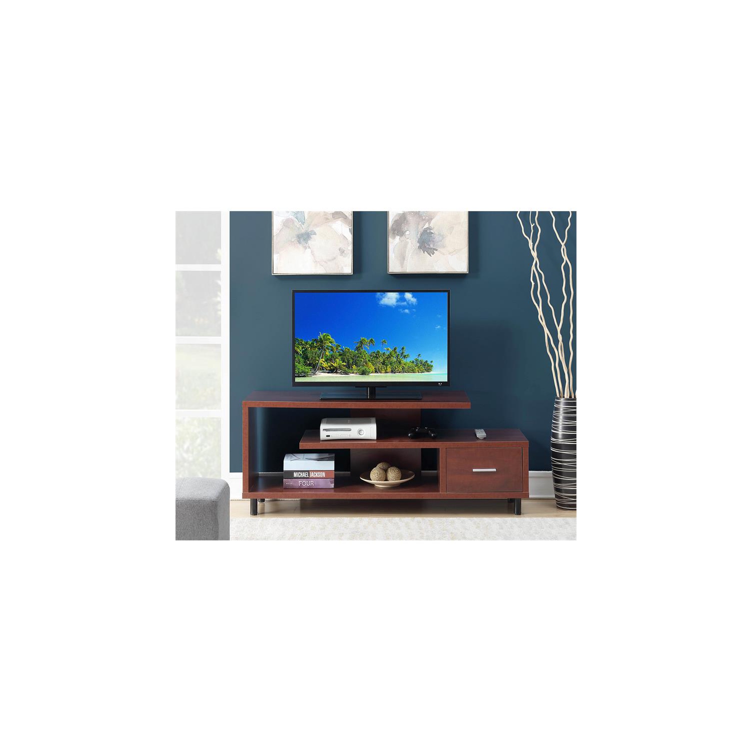 Convenience Concepts Seal II 60" TV Stand in Cherry Wood Finish