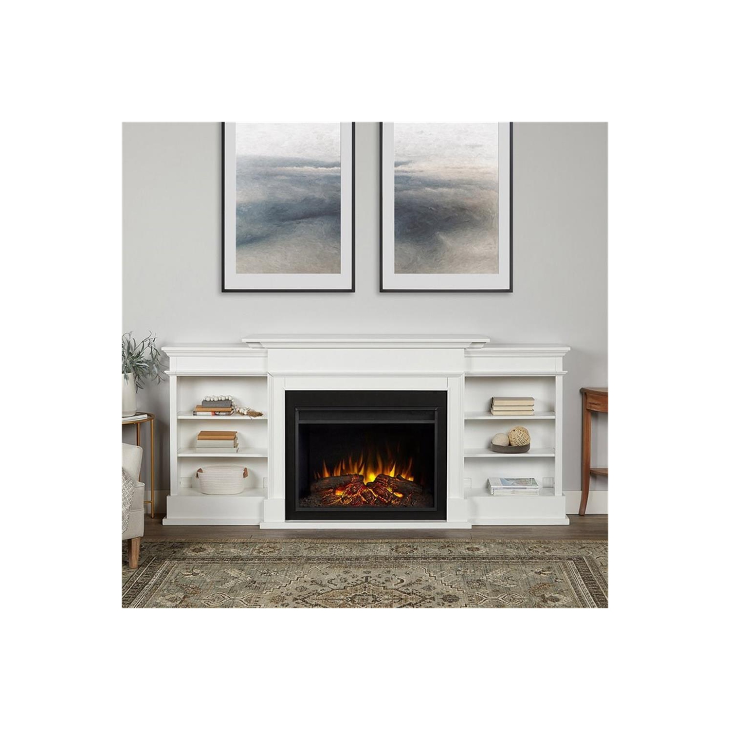 Real Flame Ashton 92-inch Grand Electric Fireplace TV Stand in White