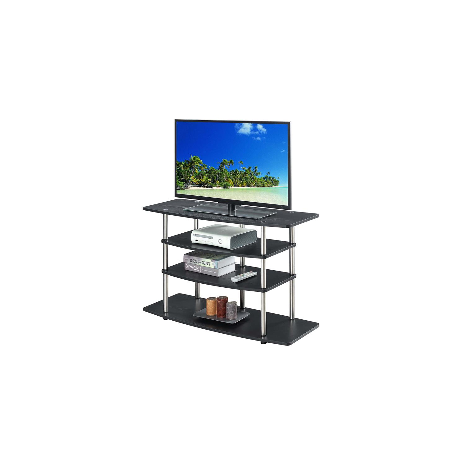 Convenience Concepts Designs2Go No-Tools Wide Highboy 32" TV Stand in Black Wood