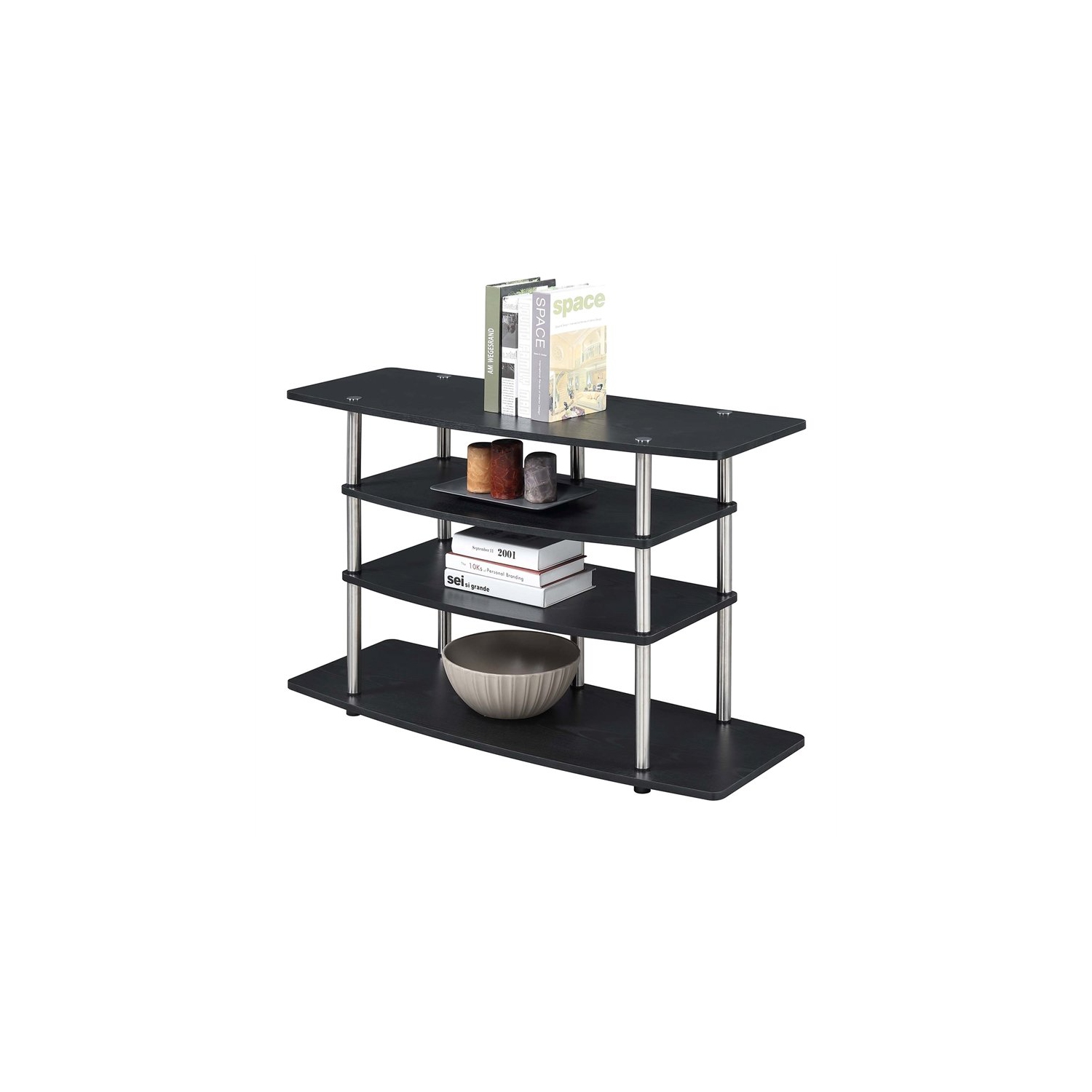 Convenience Concepts Designs2Go No-Tools Wide Highboy 32" TV Stand in Black Wood