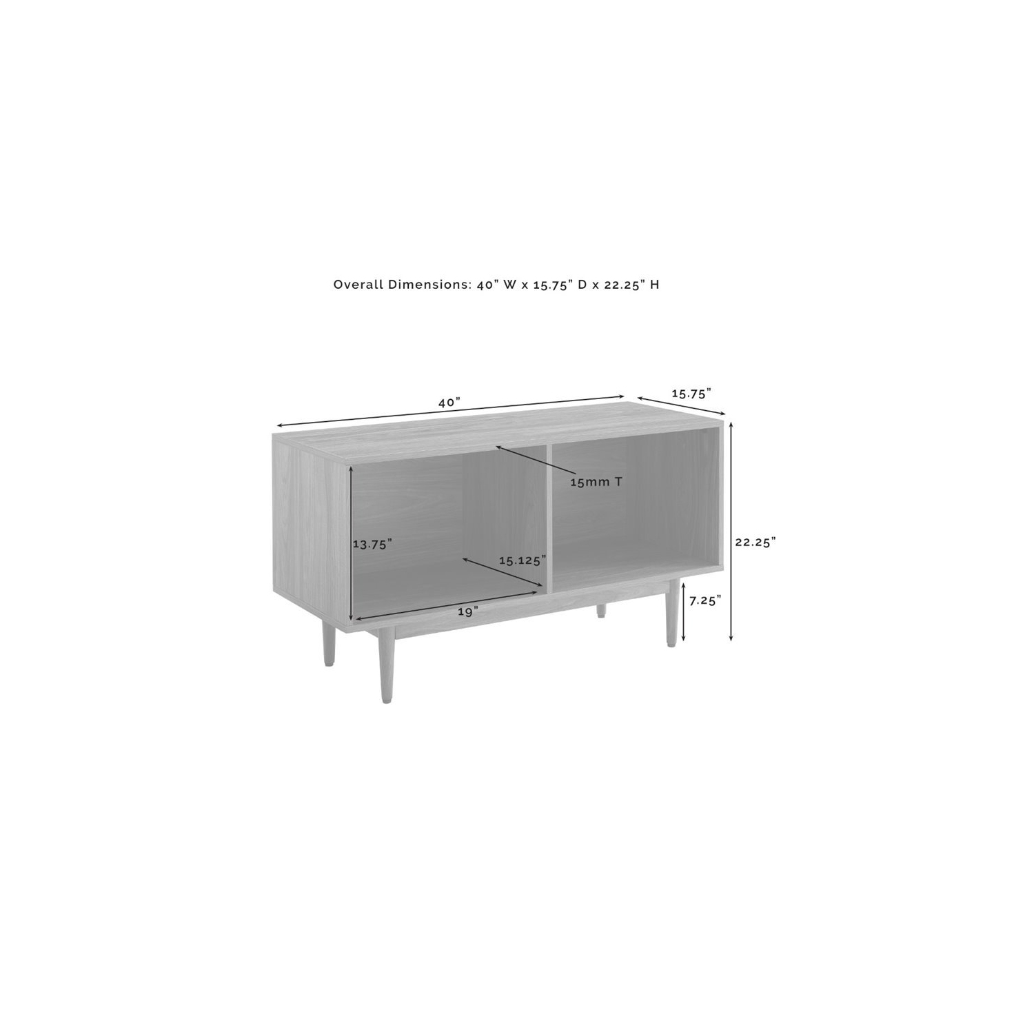 Pemberly Row 40" Low Profile TV Stand in Walnut