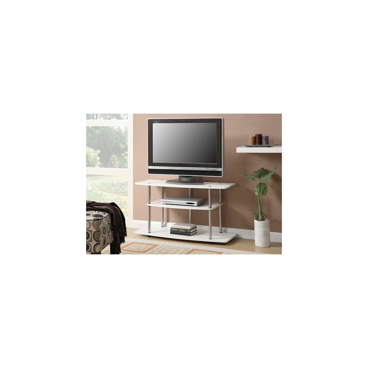 Pemberly Row 3 Tier Wide TV Stand - White
