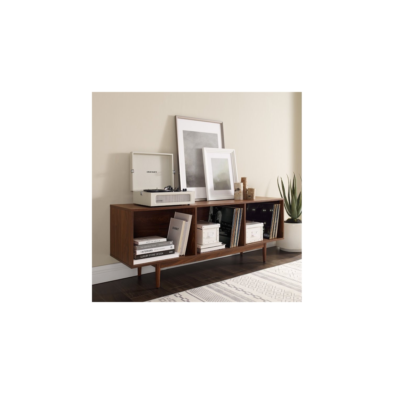 Pemberly Row 60" Low Profile TV Stand in Walnut