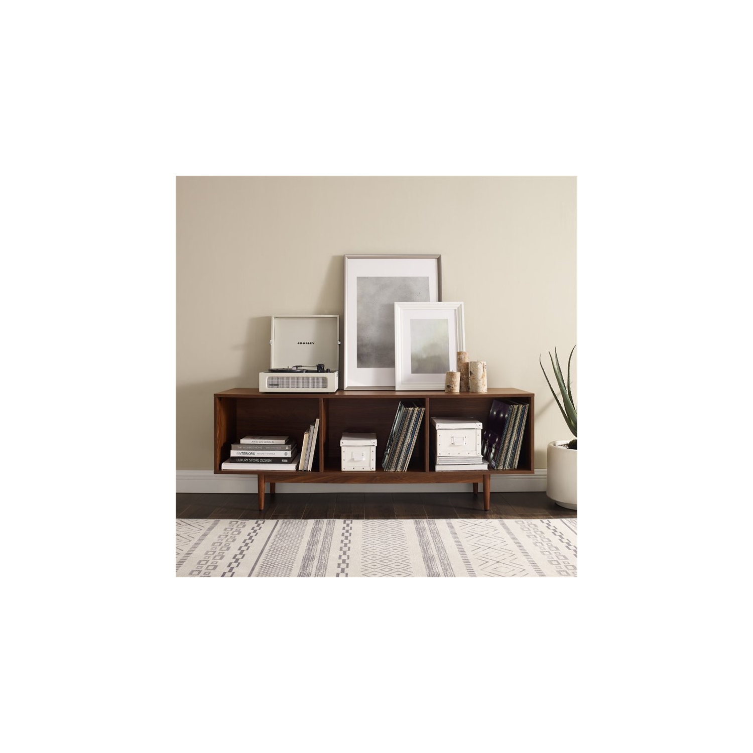 Pemberly Row 60" Low Profile TV Stand in Walnut