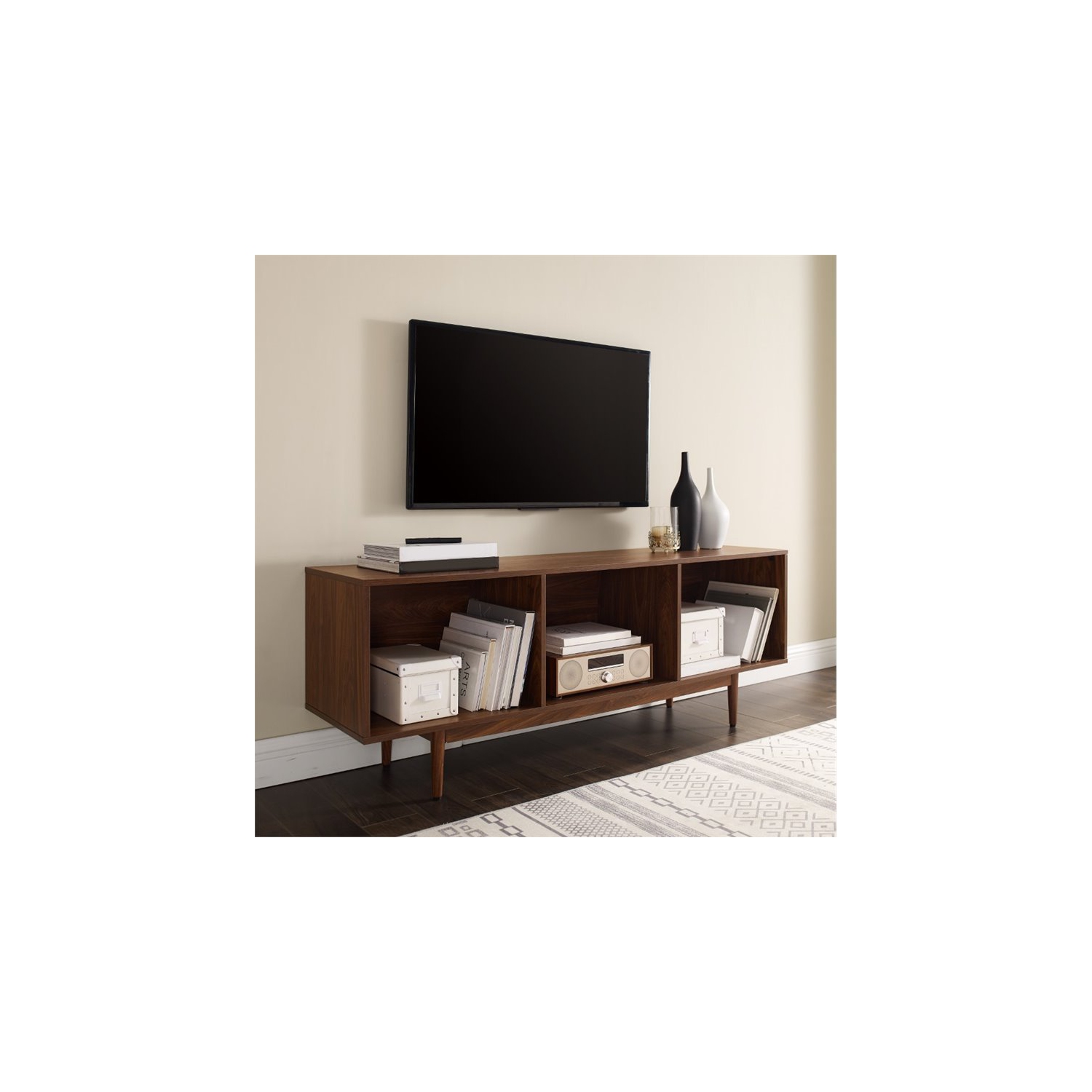 Pemberly Row 60" Low Profile TV Stand in Walnut
